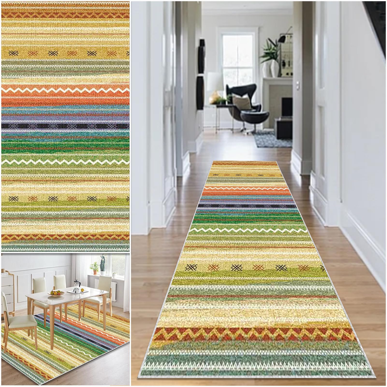 Hallway Runner Washable Non Slip Rugs 65 x 90 cm Long Area Rug Bedroom Kitchen Carpet Narrow Rugs Runner for Hallway Door Mat Indoor Low Pile Carpet Runner for Hallway Entryway Kitchen Laundry Room