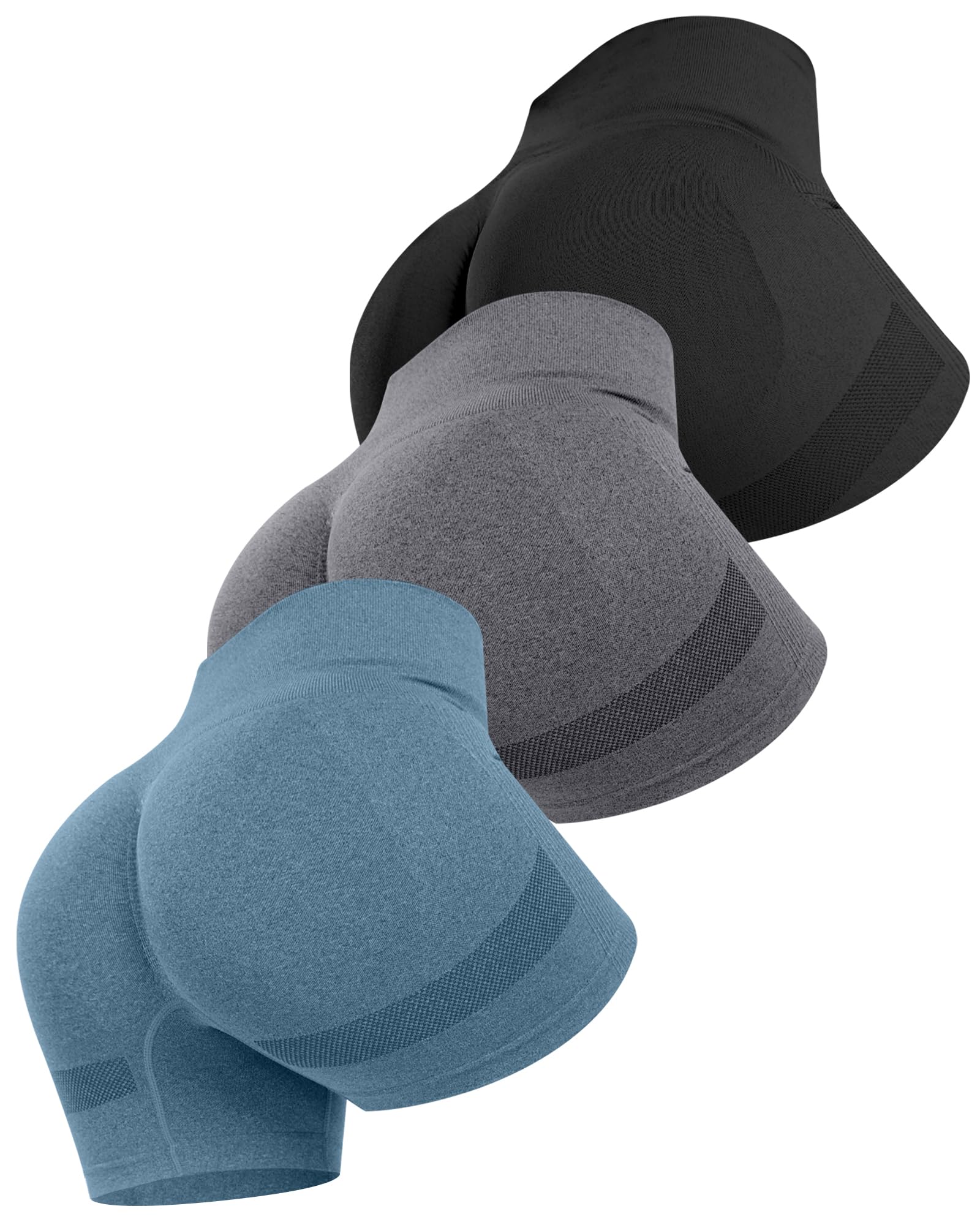 Workout Gym Biker Shorts Women: High Waisted Seamless Sports Running Butt Lifting Shorts Sets