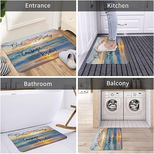 Miniatura 6 de Tapete de baño costero de playa, antideslizante, de secado rápido, lavable, para oración de serenidad, ducha, para baño, cocina, comedor, sala de