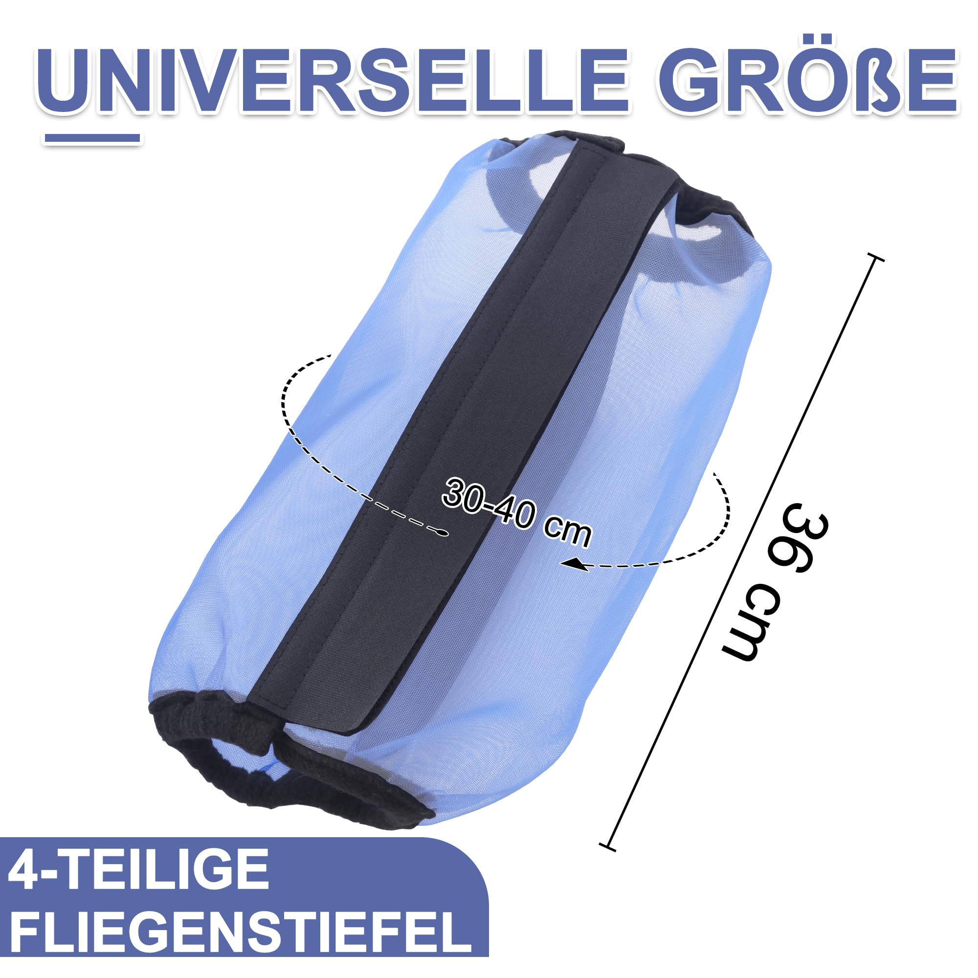 4 Stück Fliegenstiefel für Pferde, Locker Sitzend, Atmungsaktiv, Feinmaschig, Schützt vor Beinermüdung und Stampfen, ideal für den Sommer