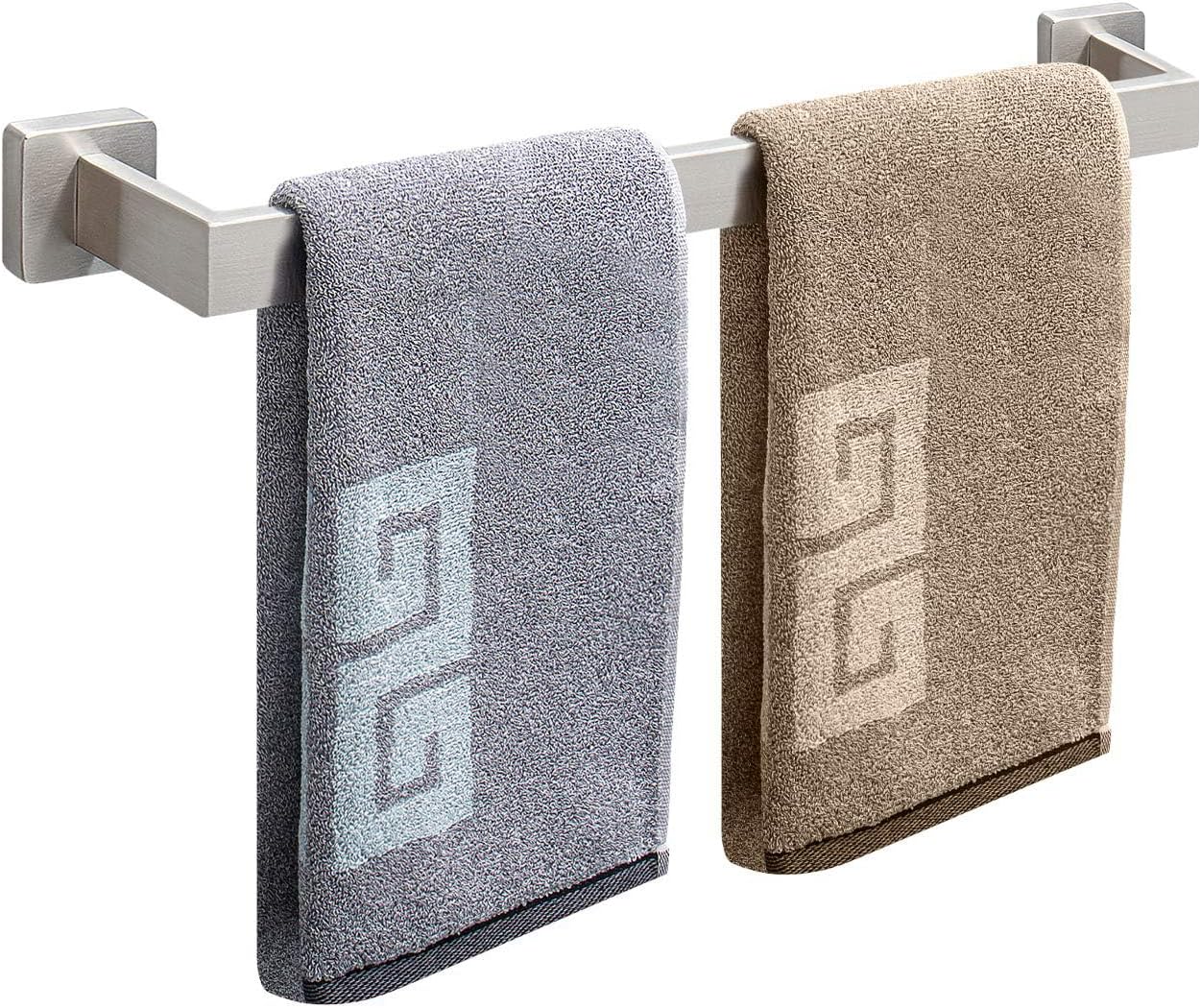 ( incomplete missing hardware) NearMoon Bathroom Towel Bar, Bath Accessories Premium Thicken Stainless Steel Square Shower Towel Rack for Bathroom, Towel Holder Wall Mounted (2 Pack, Brushed Nickel, 24 Inch) Brushed Nickel