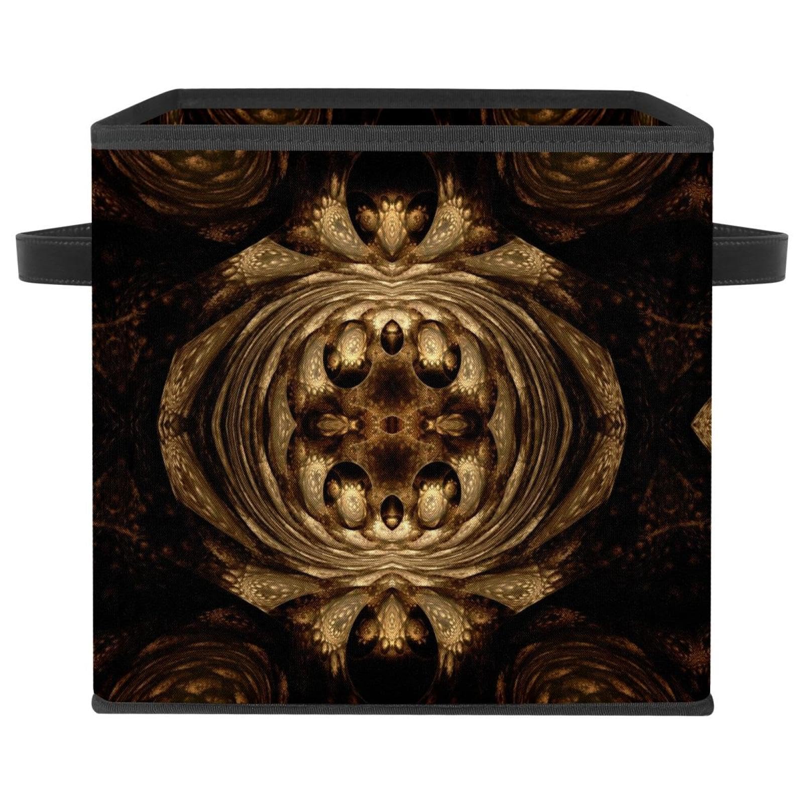 Cube de rangement en tissu haut de gamme avec motif Fractale dorée