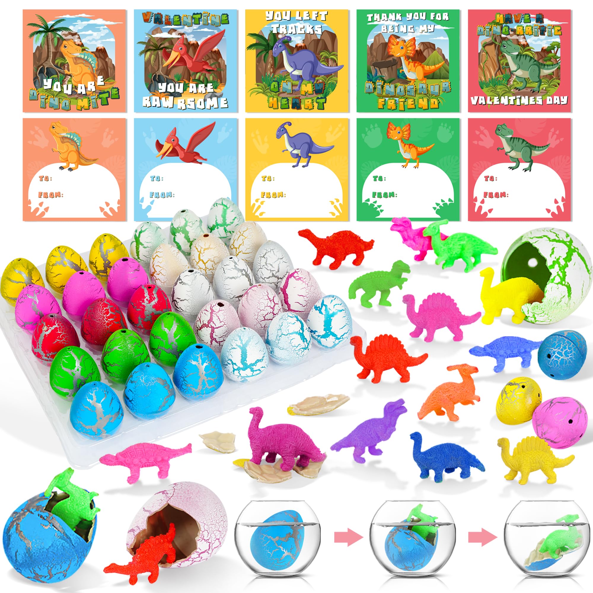 Erweicet 30 Pcs Valentines Day Classroom Exchange Cards for Kids Valentines Dinosaur Gifts for Kids School Party Favors