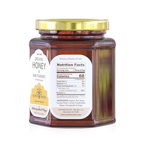 Miniatura 9 de Super Honey - Miel de Virginia - Miel de cúrcuma con jengibre y pimienta negra - Miel para té - Miel cruda pura inspirada en Ayurveda - Tarro de 12