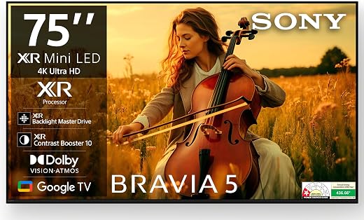 Sony 189 cm (75 inches) BRAVIA 5 Series 4K Ultra HD Smart Mini LED Google TV K-75XR55A