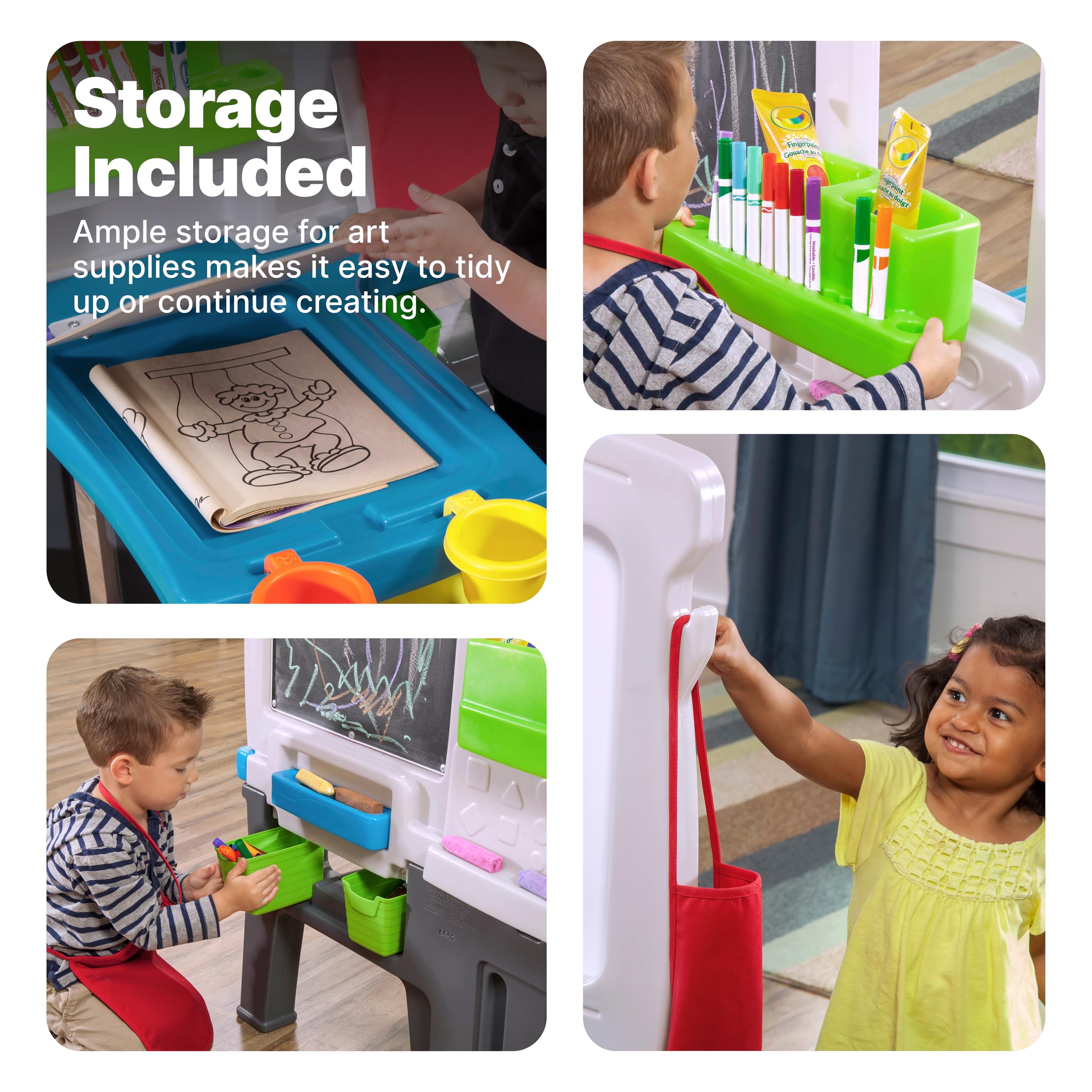 Step2 Great Creations Art Center, Kids Activity Table, Arts & Crafts Desk, Made of Durable Plastic, Includes Bench, For Toddlers 3+ Years Old