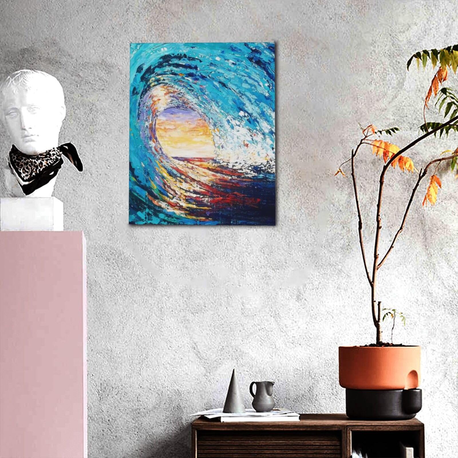 Amazon.co.jp: アートパネル 壁掛けアート 海の波 油絵風景画 ポスター 