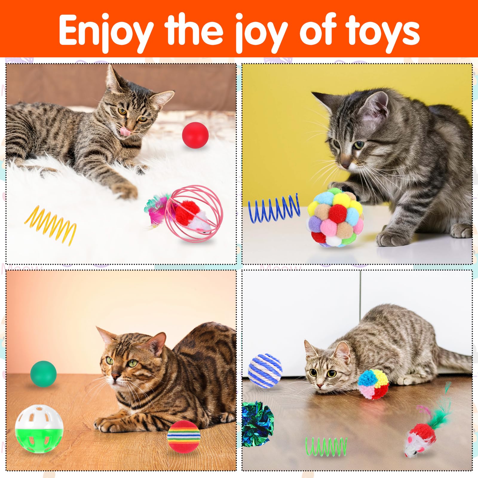 Lot de 150 jouets pour chat en vrac assortis - Jouet pour chat avec souris - Balles en sisal - Balles de tennis de table en peluche - Balles en peluche - Balles froissées