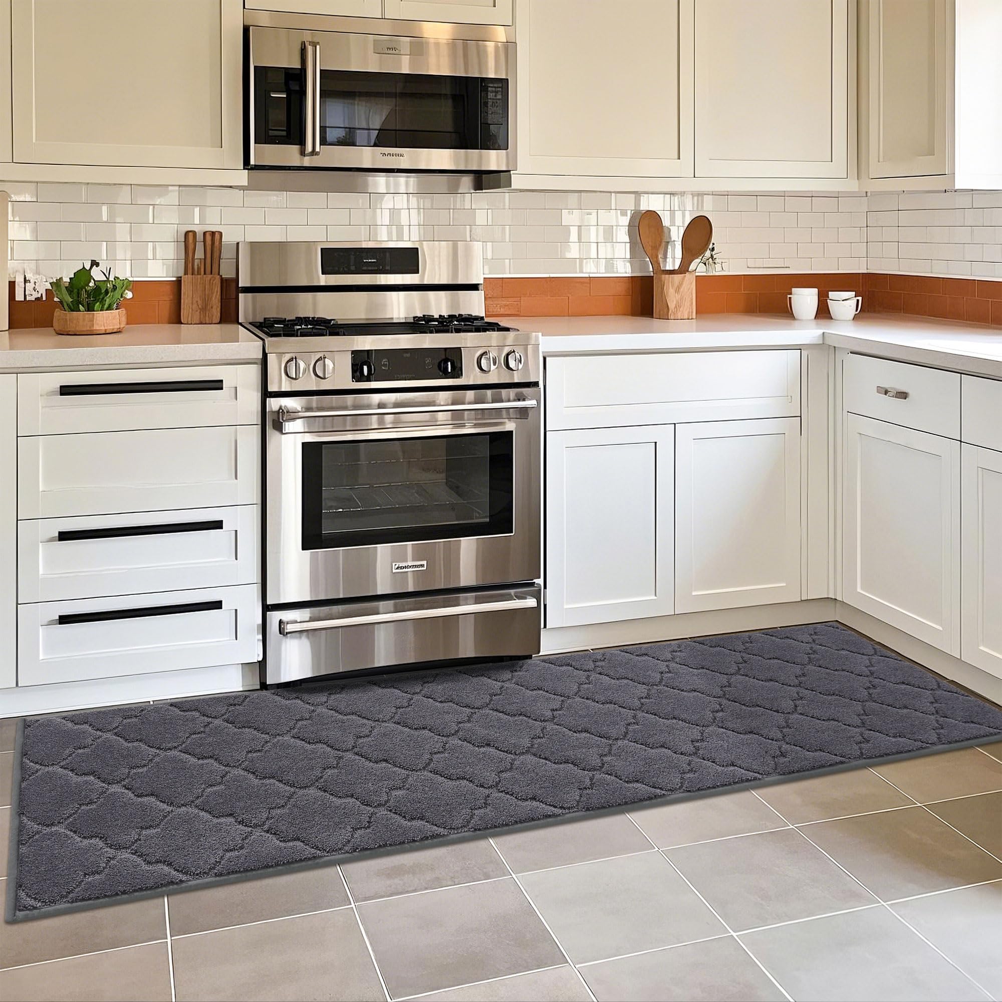 COSY HOMEER Soft Kitchen Floor Mats for in Front of Sink Super Absorbent Kitchen Rugs and Mats 20"x79" Non-Skid Kitchen Mat Standing Mat Washable,