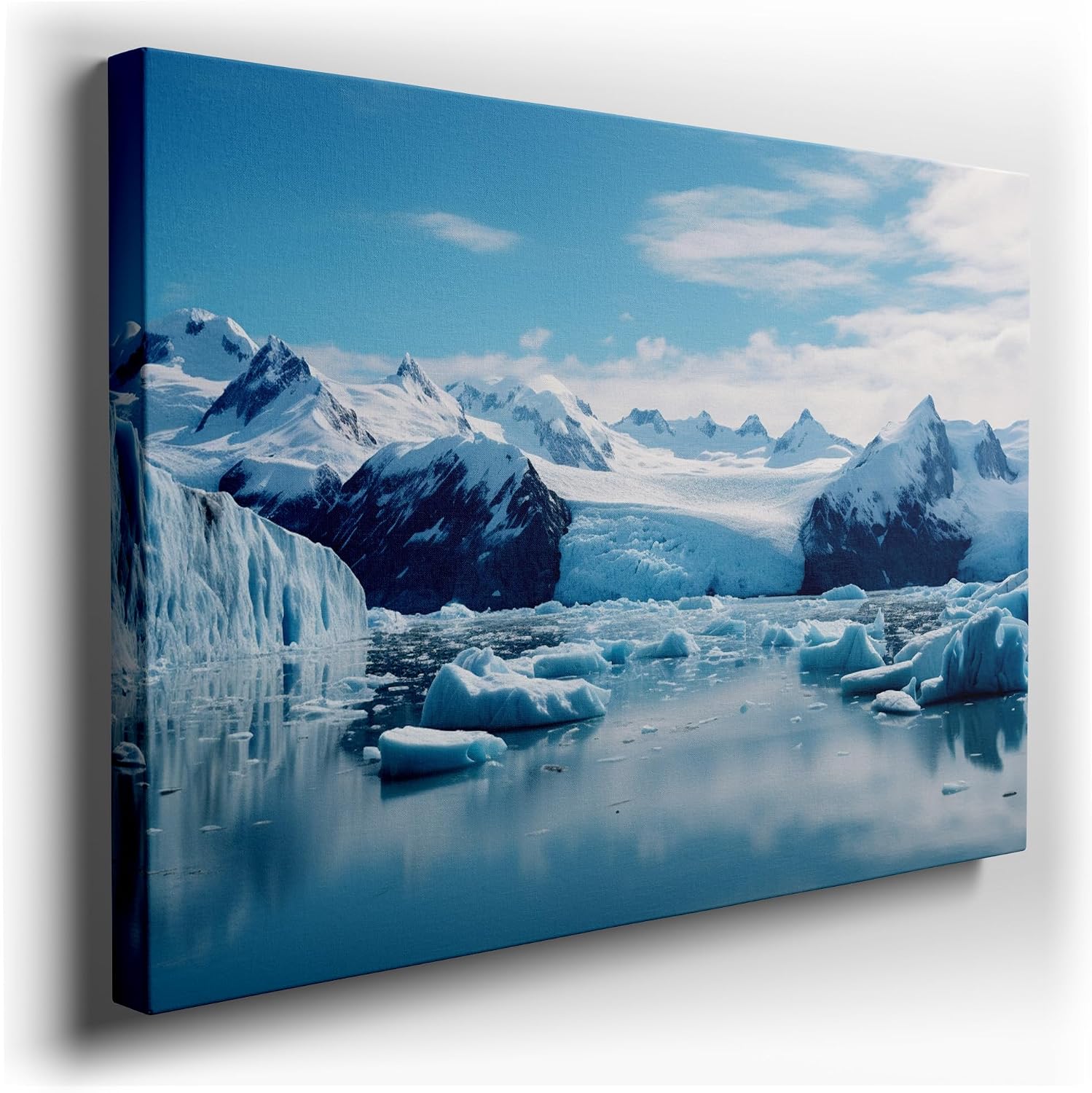 Canvas for Living room. Winter's Tranquility: Ice, Sea, and Snow-Capped Serenity, 27 x 18 inch Canvas Wall Art - Expansive Panoramas - Modern Home Decor - 69x46 cm (27x18 inch)