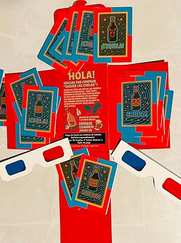 Miniatura 5 de Saquen Las Chelas! Juego de cartas para beber y Tomar en español 55 cartas + 4 gafas 3D Juego de Fiesta y mesa para adultos