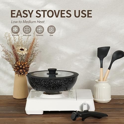 Miniatura 3 de Juego de utensilios de cocina de cerámica antiadherente de 21 piezas con mango desmontable, juego de sartenes y ollas, juego de utensilios de cocina