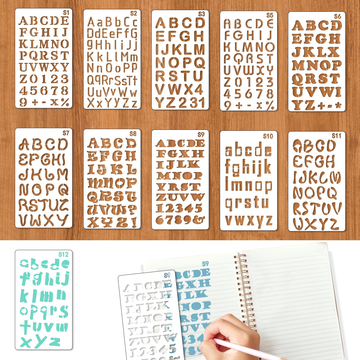 Amazon.co.jp: ステンシルシート アルファベット 数字 テンプレート 12