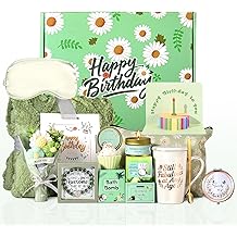Birthday Gifts for Women Daisy Spa Gifts Box Set,Happy Birthday Gift Baskets for Mom Wife Girlfriend Best Friend Sister Self Care Valentines Day Gifts for Her with Blanket Vanilla Coconut Candle