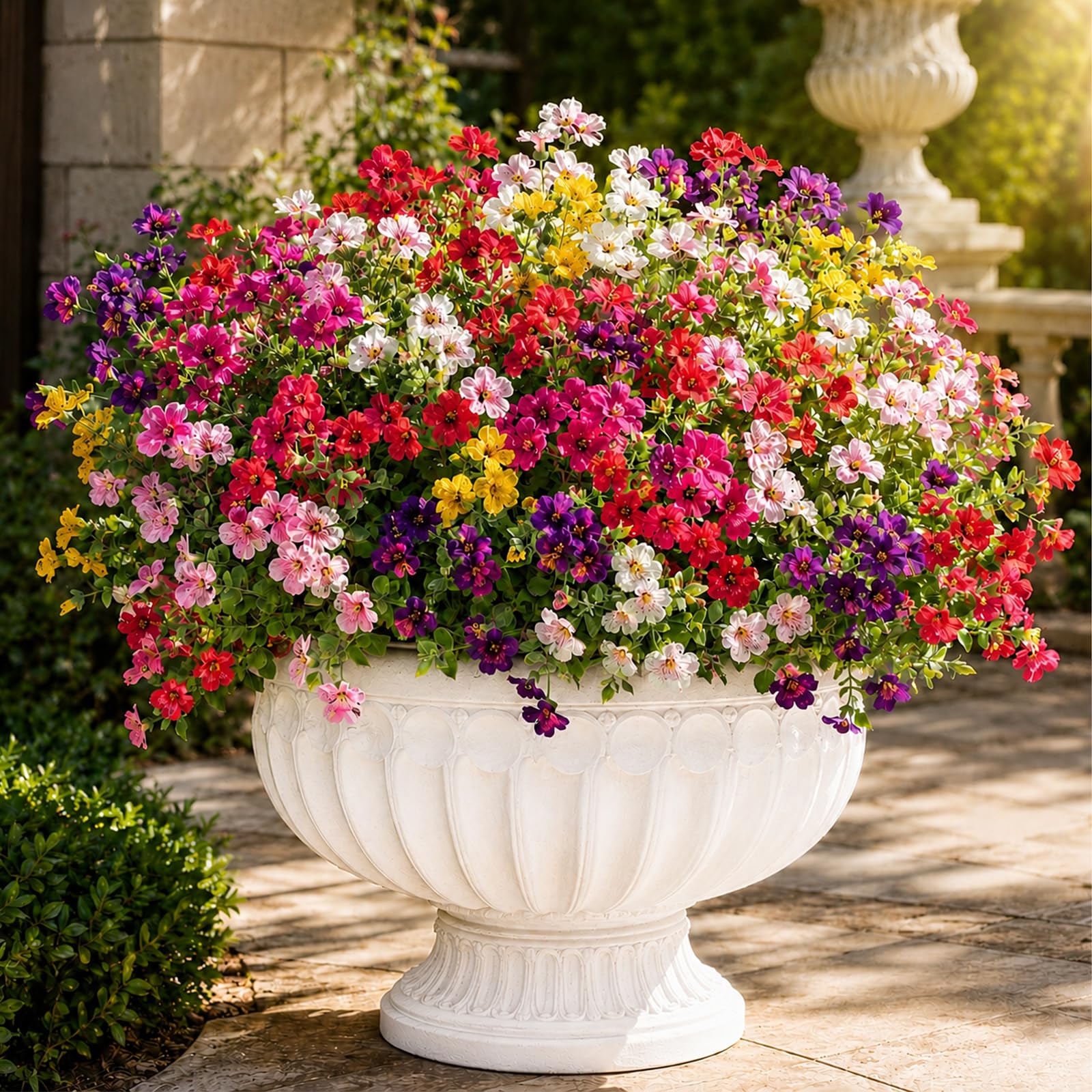Artificial Flowers Outdoor 24 Bundles Mixed Colour Faux Plastic Flowers