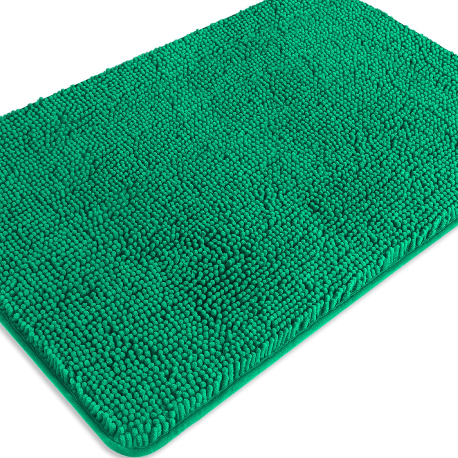 PureSwan Emerald Green Bathroom Rugs – Absorbent and Washable Bath Mat, Non-Slip, Thick Soft Chenille Bath Rugs for Bathroom Floor, Shower, Sink - 24" x 36" — image 1