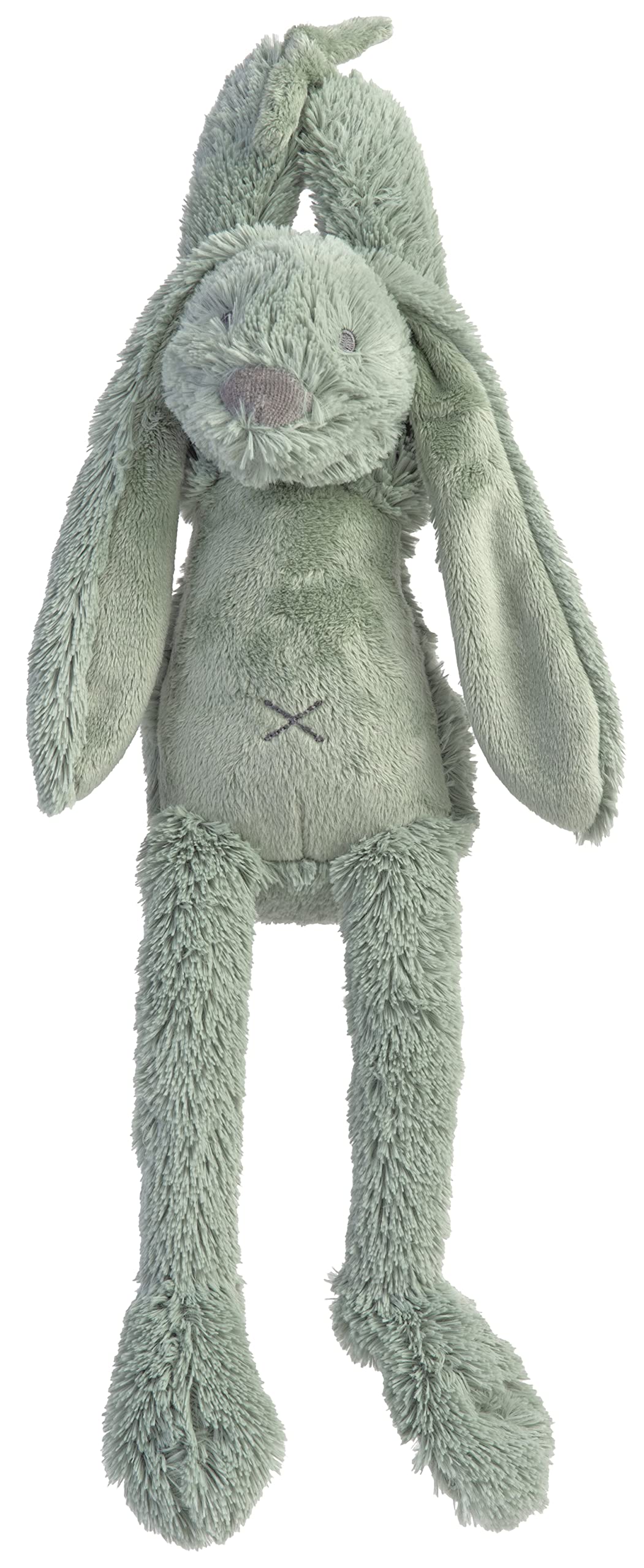Knuffelpakket - Happy Horse Richie Blauw  38 Cm  + Knuffeldoekje In Rieten Mandje Cadeau
