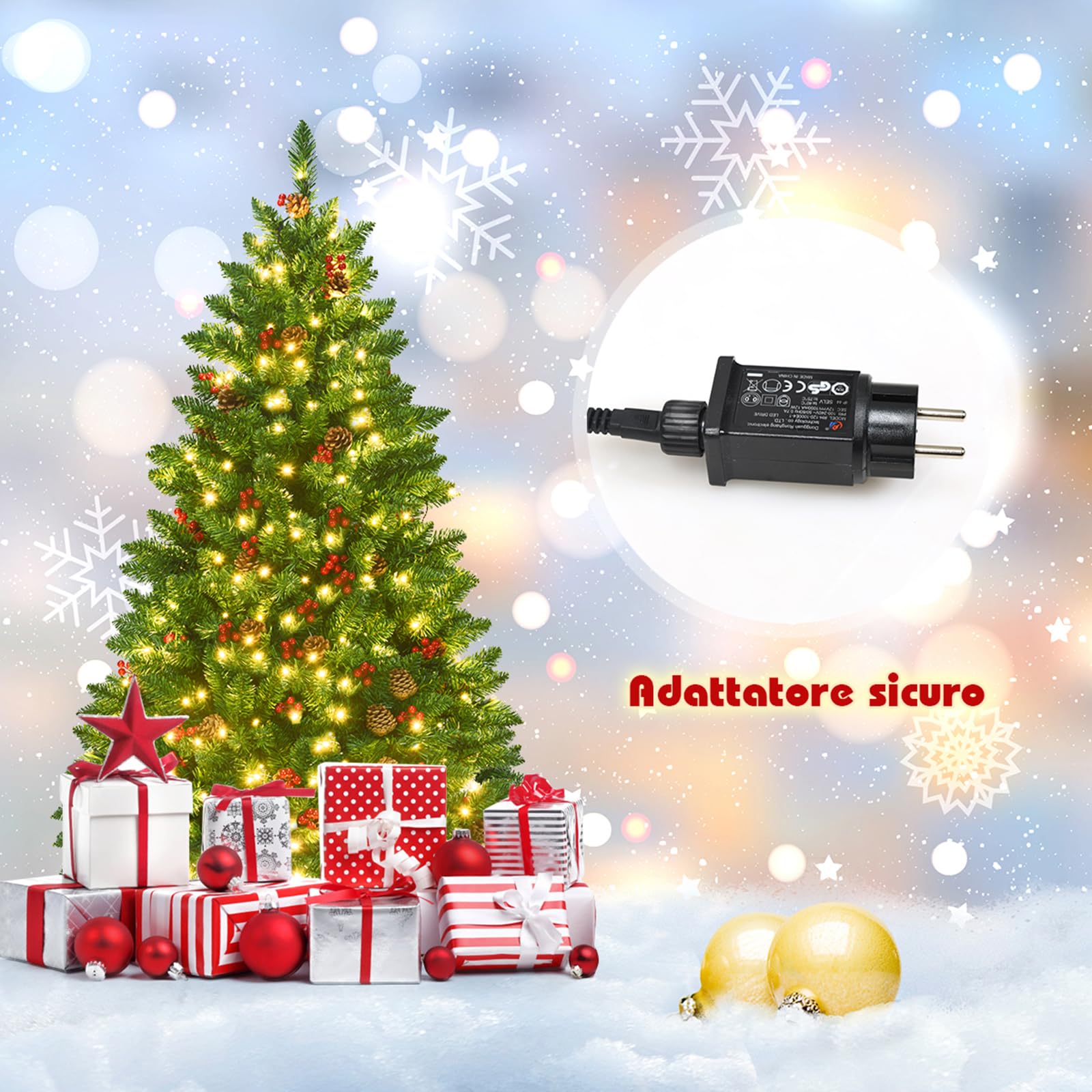 COSTWAY Albero di Natale 135/195 cm, Albero di Natale con 300/450 Luci Incorporate Bianco Caldo, 516/1100 Rami, 32/56 Pigne e 32/56 Bacche Rosse e Base in Metallo, Verde (135cm)