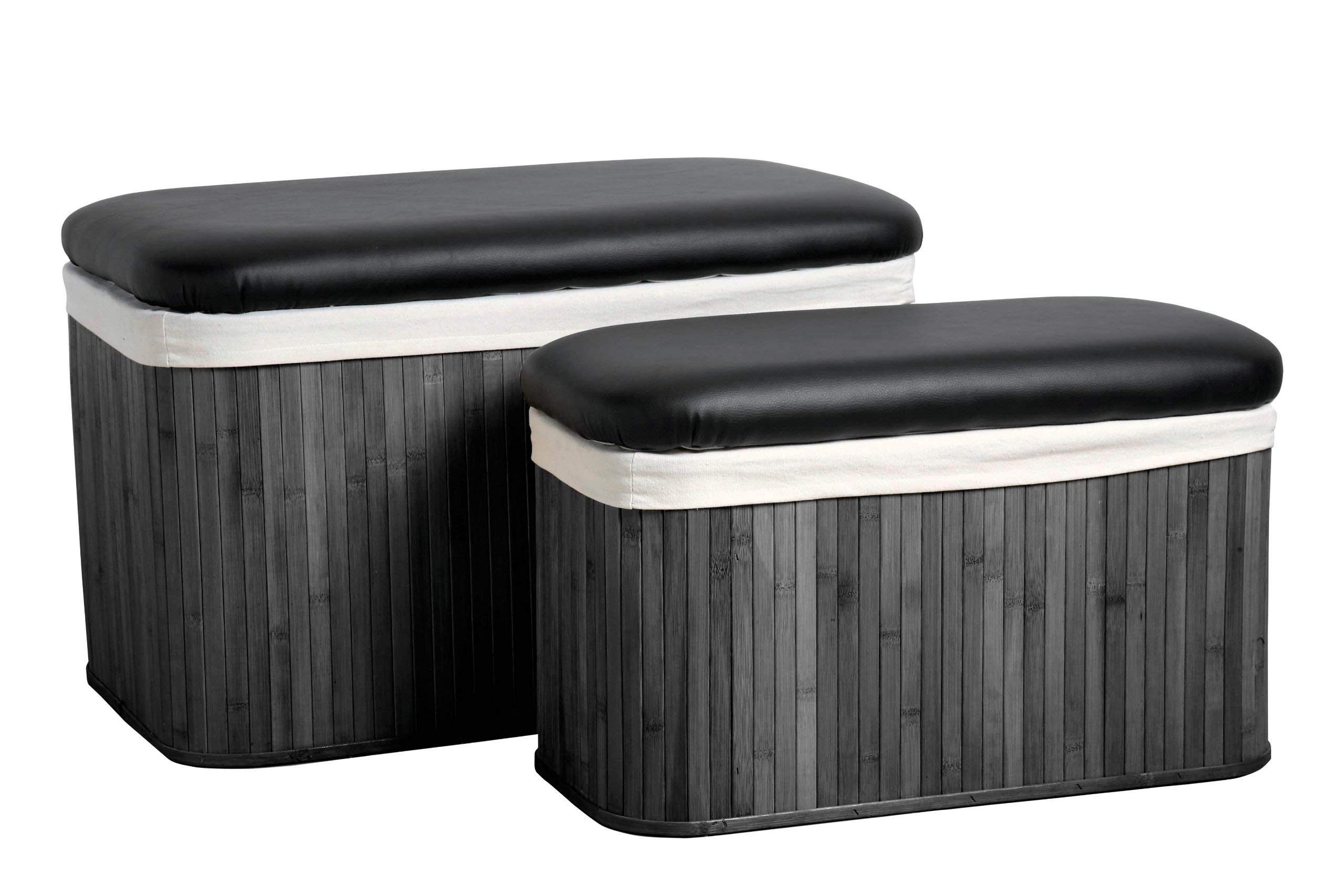 Orsina Sturdy Set Of Bamboo Storage OttomanDual Purpose Lid Ottoman Storage BoxSmart Storage Pouffe For Bedroom from B&Q