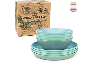 Grow Forward Wheat Straw Kids Plates and Bowls Set: Unbreakable Kids Plates Non Toxic