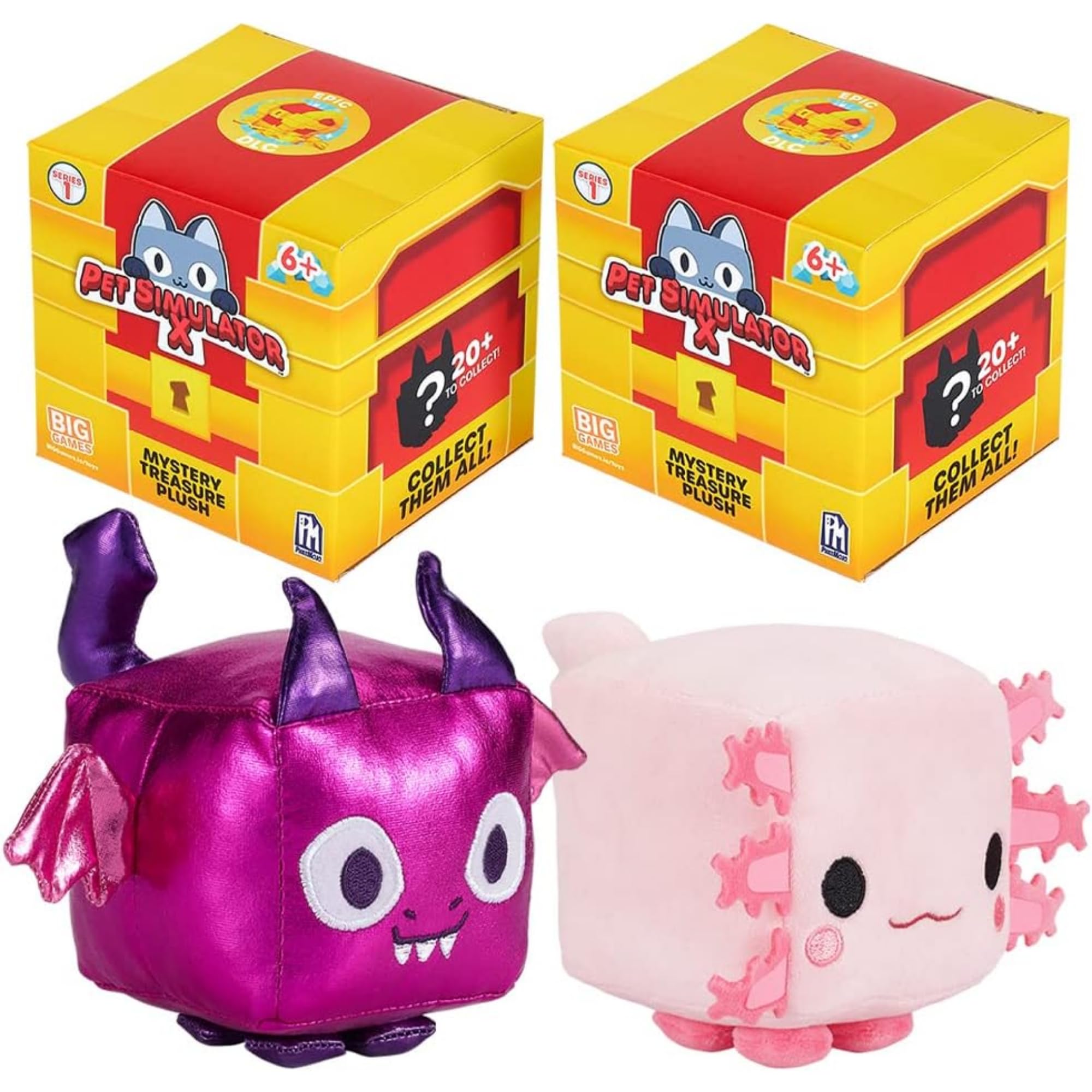 Pet Simulator Roblox Series 1,2 & 3 Limited Edition Cube Plush - Lucky Blind Box's, Bundles, Blind Bags & Figures - (Series 1 4" 12cm Plush with DLC - 2 Pack)