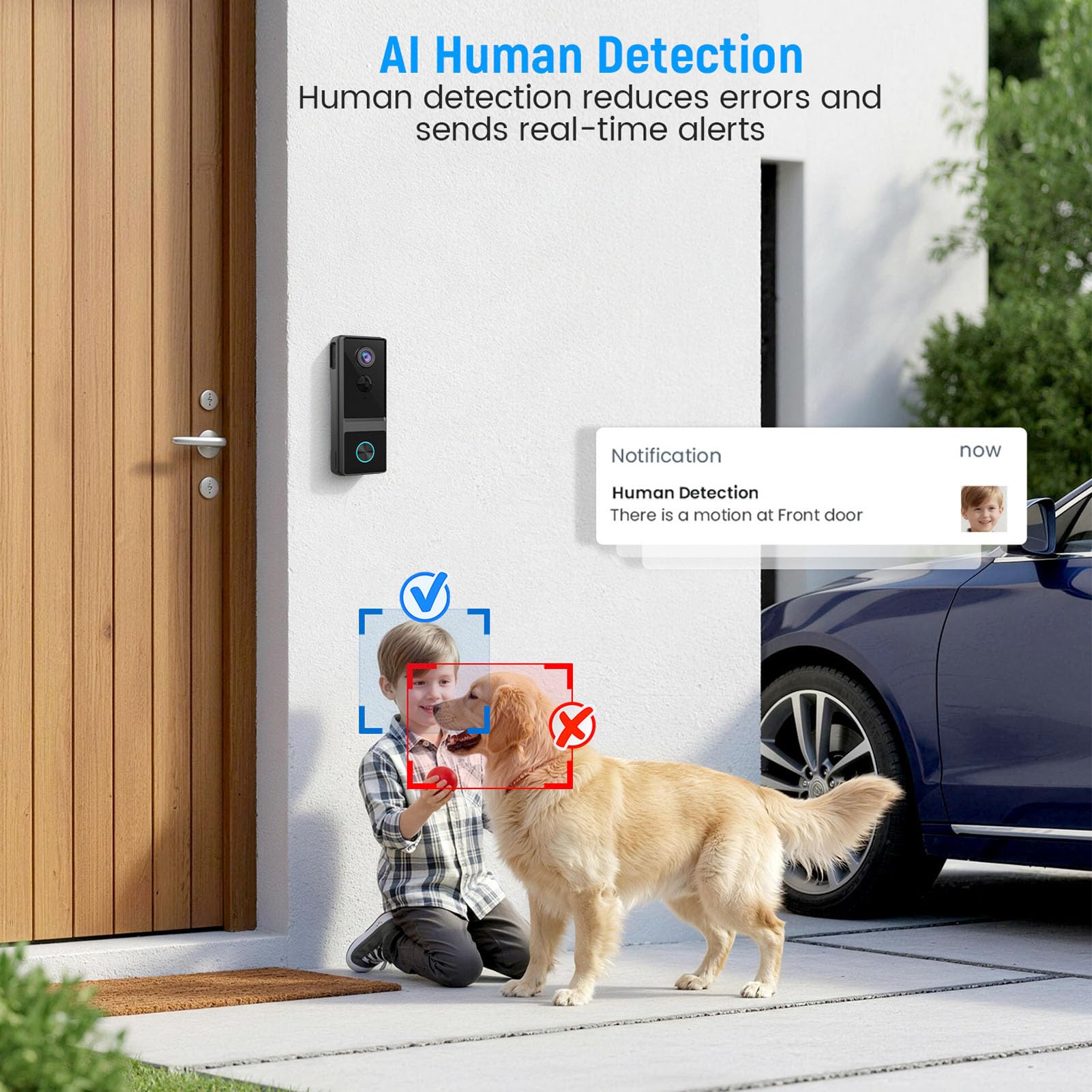 PUSOKEI Caméra de Sonnette Vidéo sans Fil, WiFi 2,4 GHz Uniquement