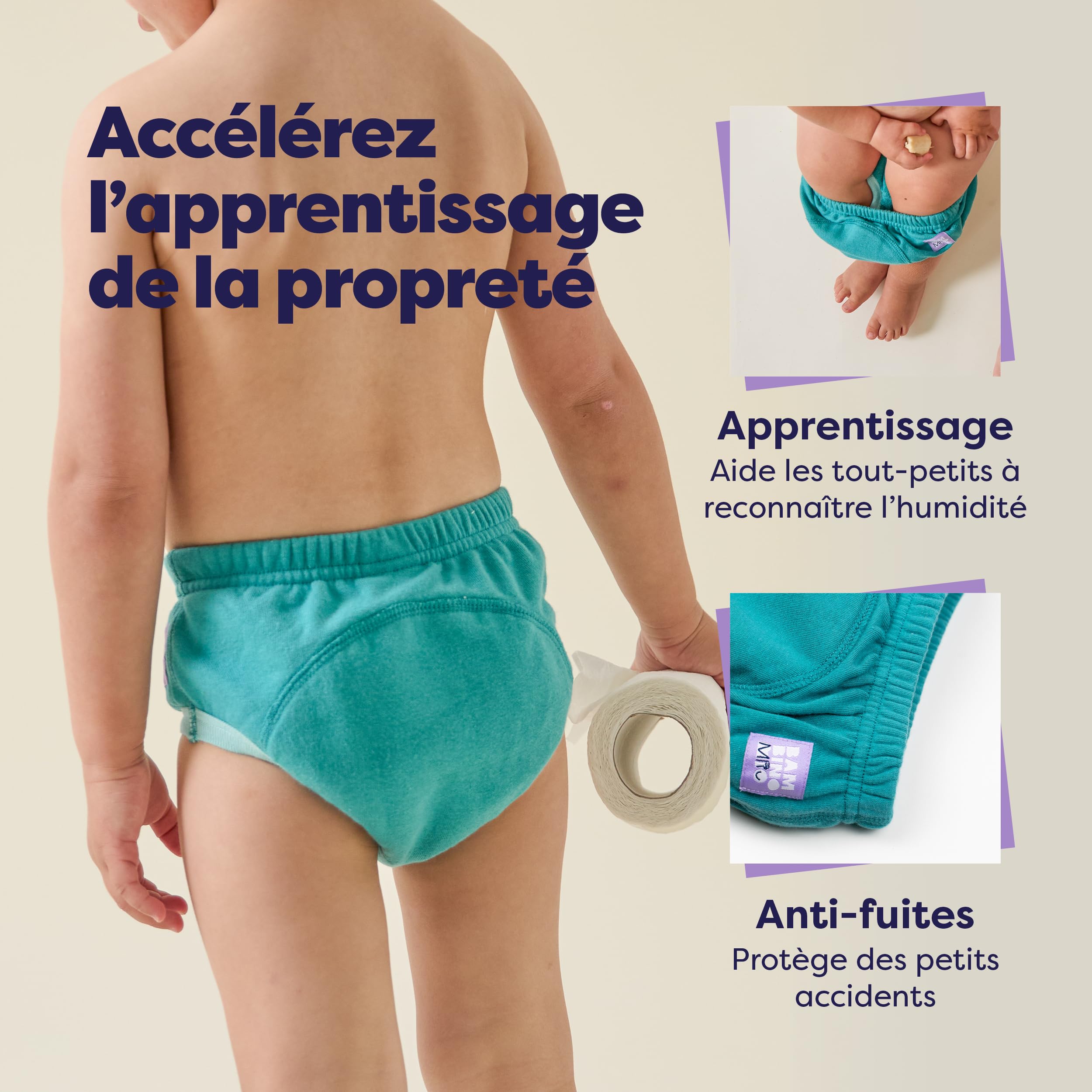 Bambino Mio MEILLEURES Lot de 3 Culotte Apprentissage propreté (OURS MIGNON / 2 à 3 ans) Fille Garcon, Coton rembourrées pour bébé Propreté Enfant Doux Lavable