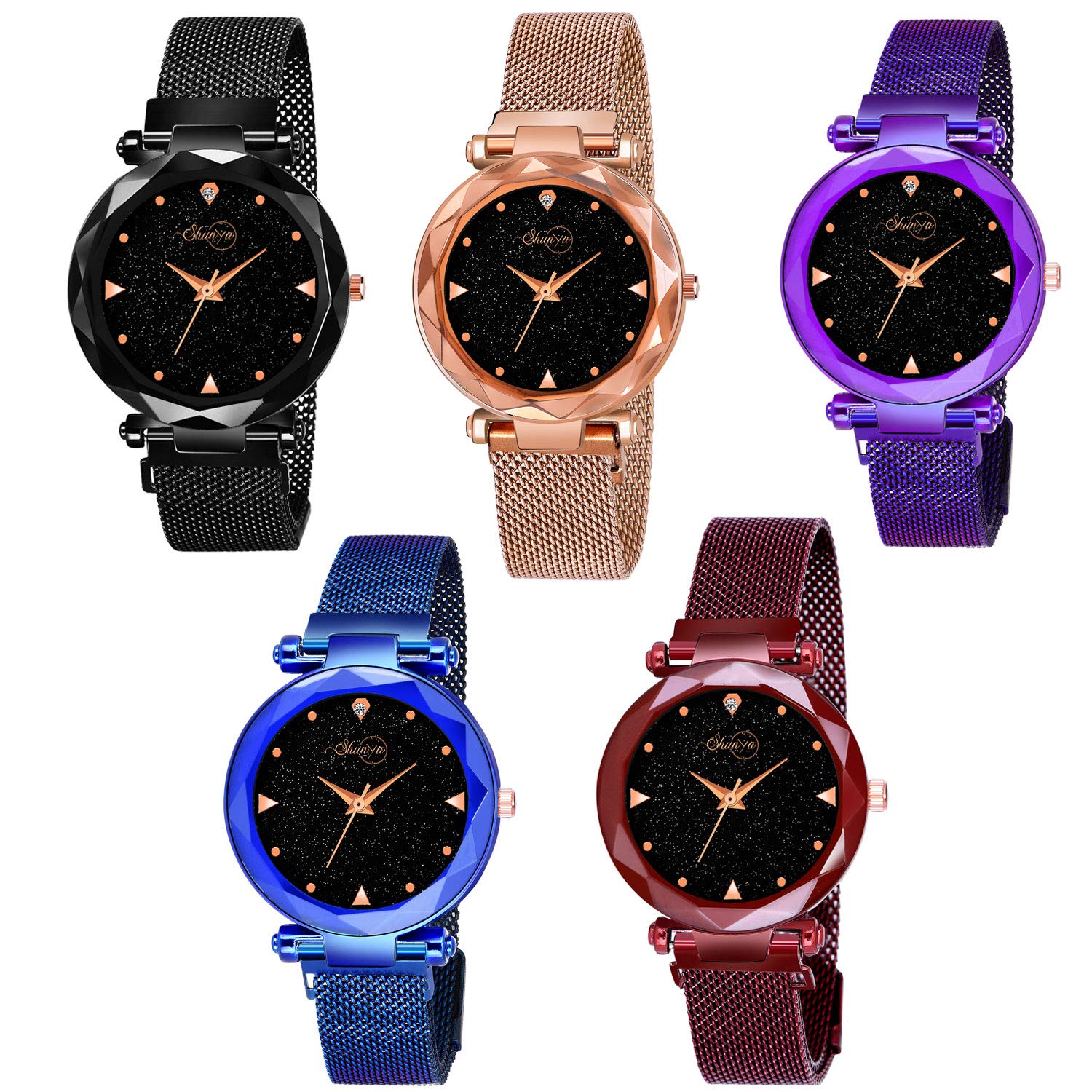 Shunya Black Round Dial with Latest Generation Magnet Belt Analogue Watch for Women Pack of - 5 (B0917BQ89T) Amazon Price History, Amazon Price Tracker