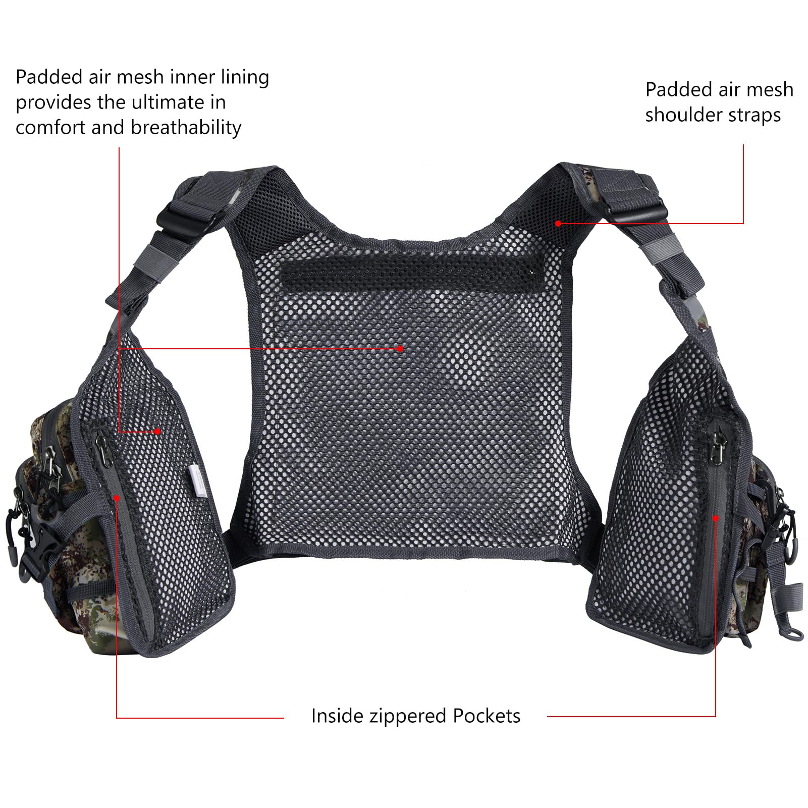 Bassdash FV08 Fliegenfischerweste Anglerweste Ultra Lightweight für Männer und Frauen Tragbare Brustpackung