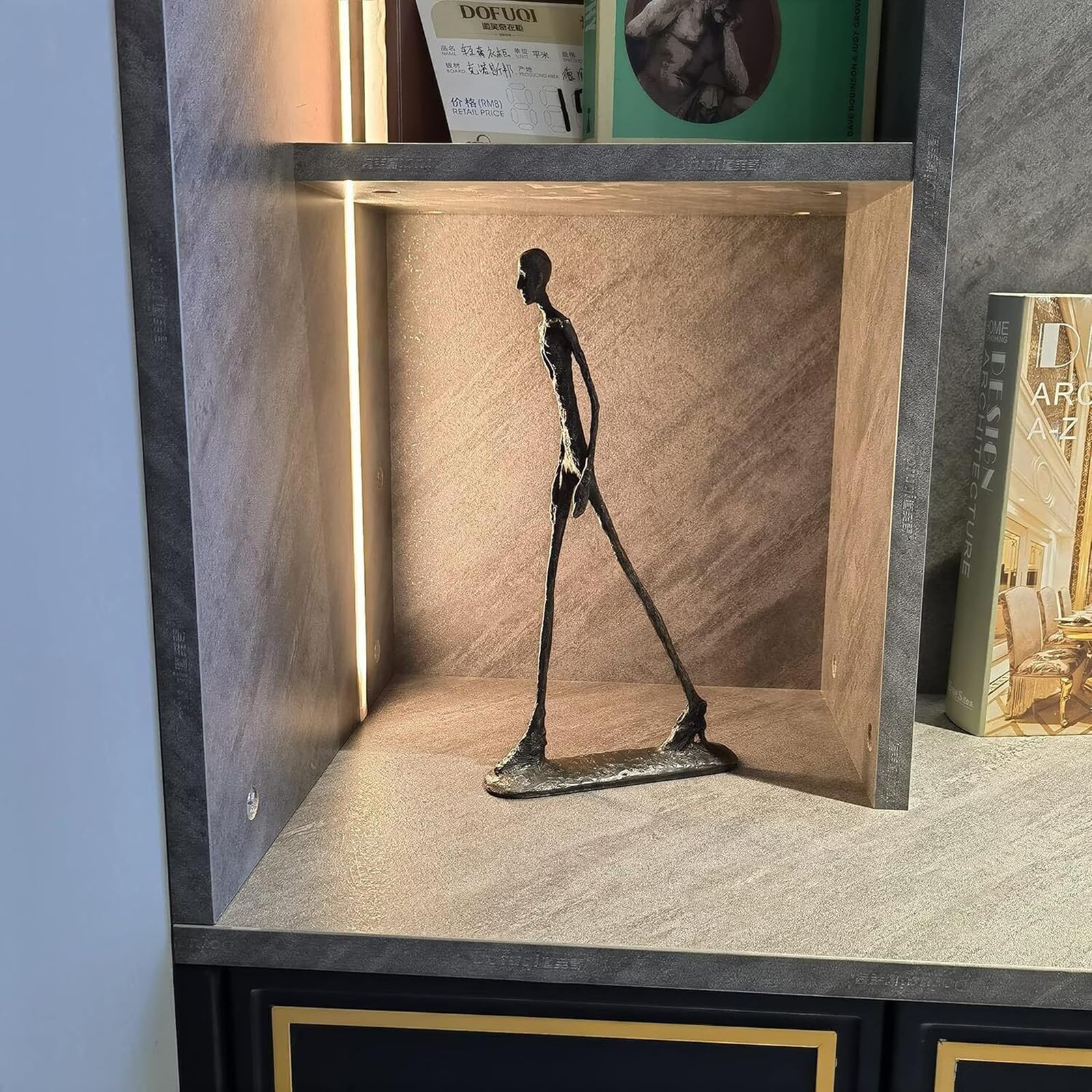 Giacometti Scultura in Bronzo,Figura Astratta per Amanti dell'Arte, Decorazione Unica per Casa Moderna,Marrone,30CM