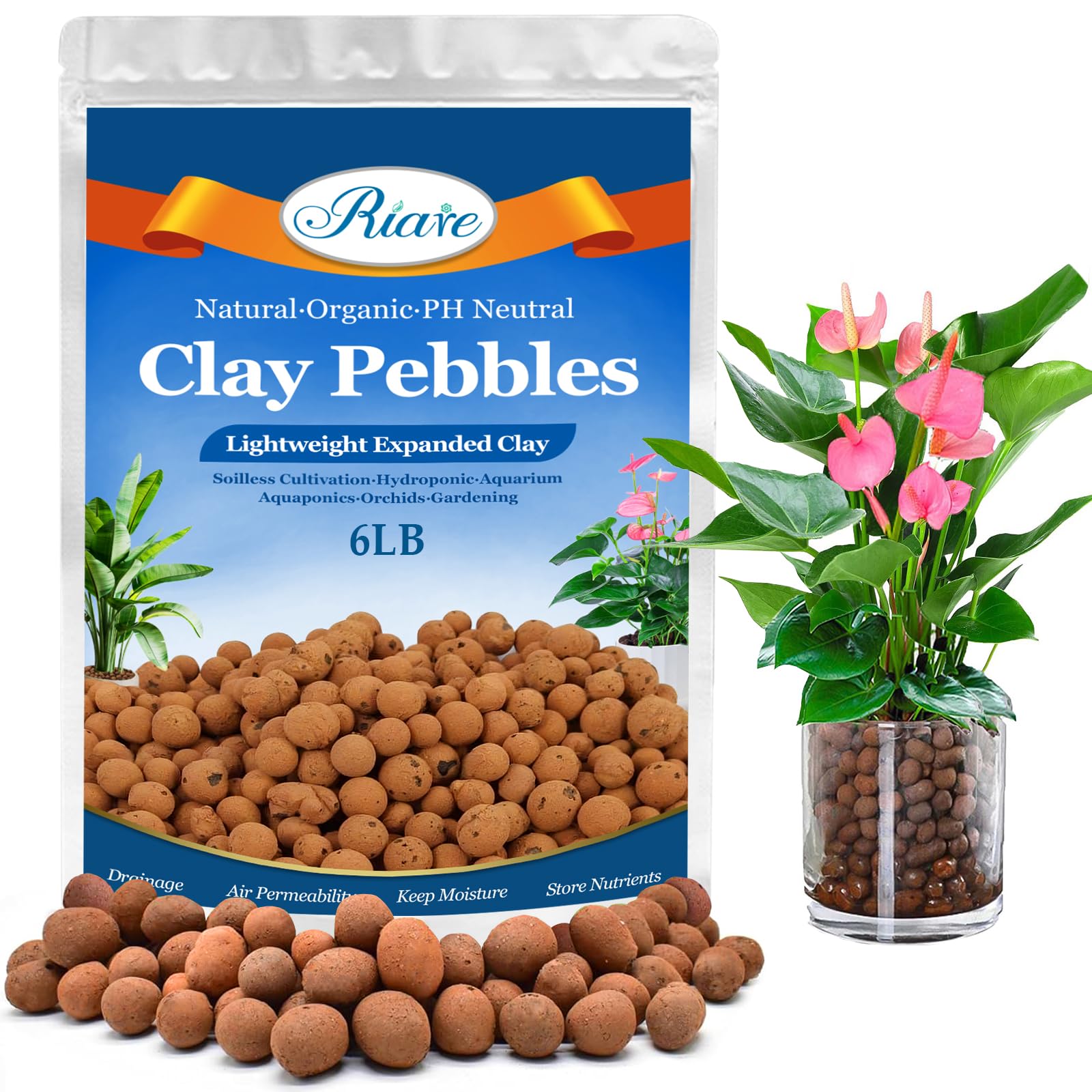 Amazon.com: Riare 6 LB Organic Leca Clay Pebbles for Plants- 4mm