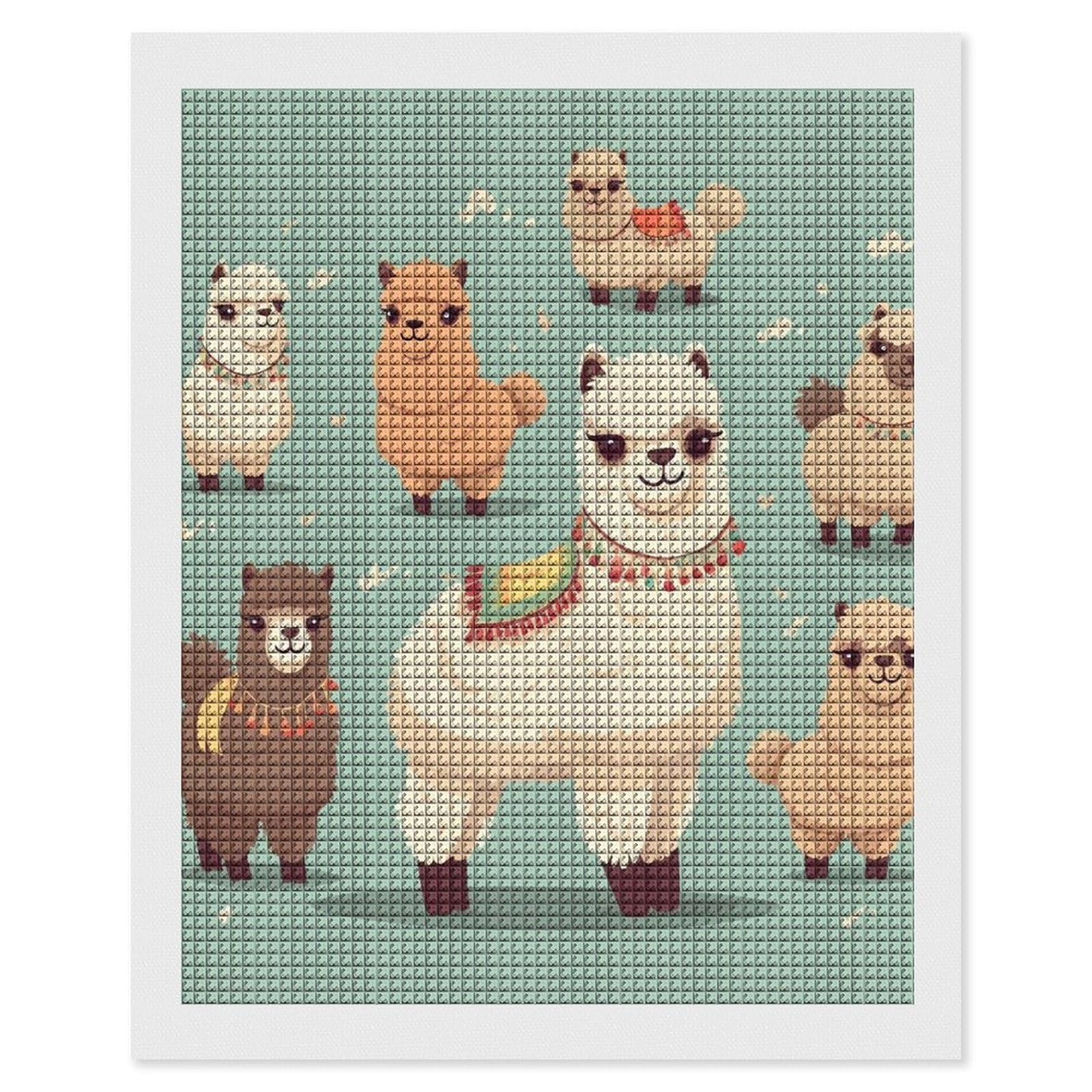 Alpacas Diamond Art Kits for Adults, DIY 5D Diamonds Painting Kits for Beginner, Round Full Drill Diamond Dots Painting, 16"x20" Diamonds Pictures Gem Art and Crafts Wall Decor