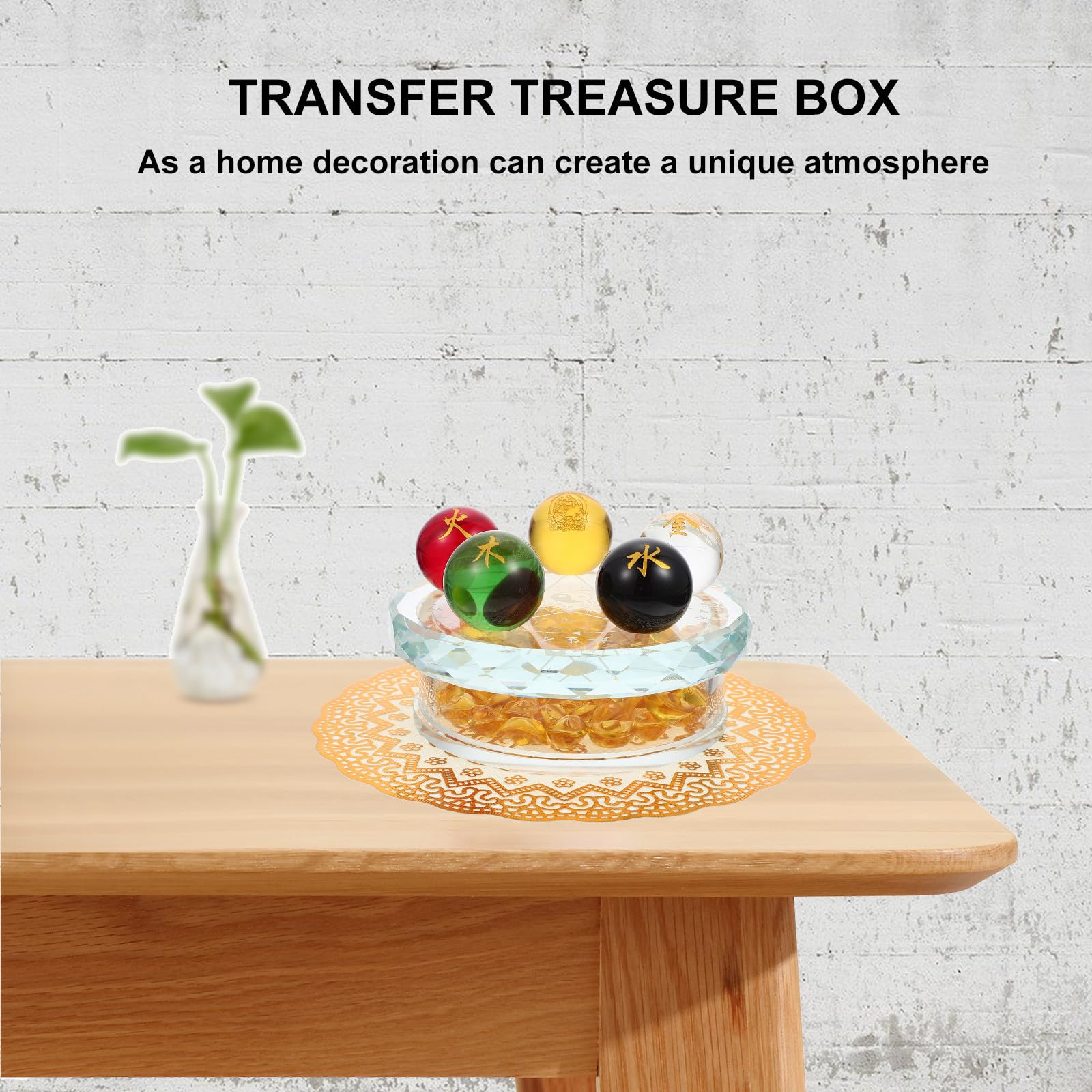 Decoración de Escritorio con Esfera de Vidrio Adornada y Soporte