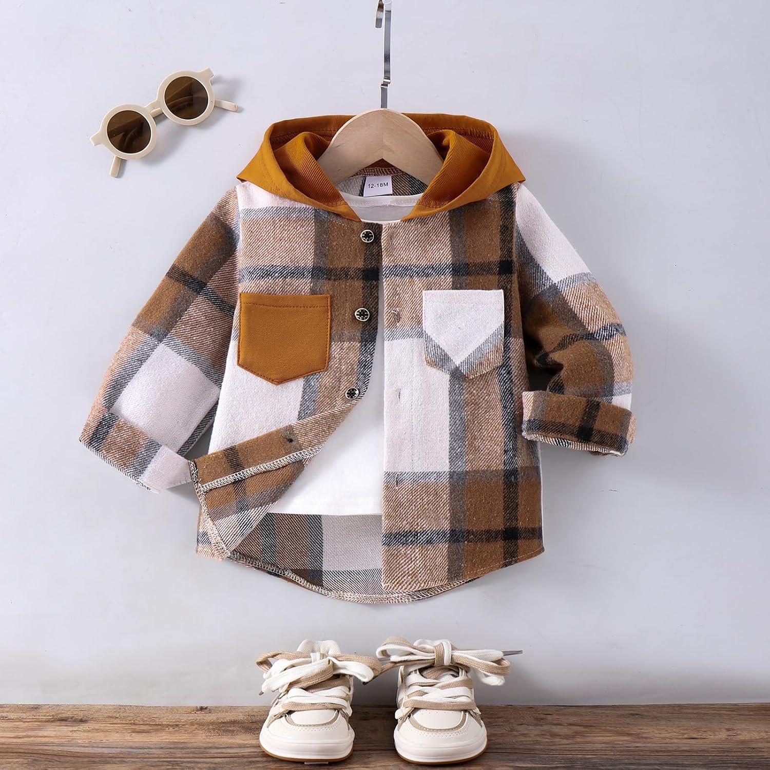 Toddler Baby Boy Clothes Infant Plaid Long Sleeve Button Down Jacket Top Shirt Pocket Fall Winter Outfits 12 Months-5T - Image 3