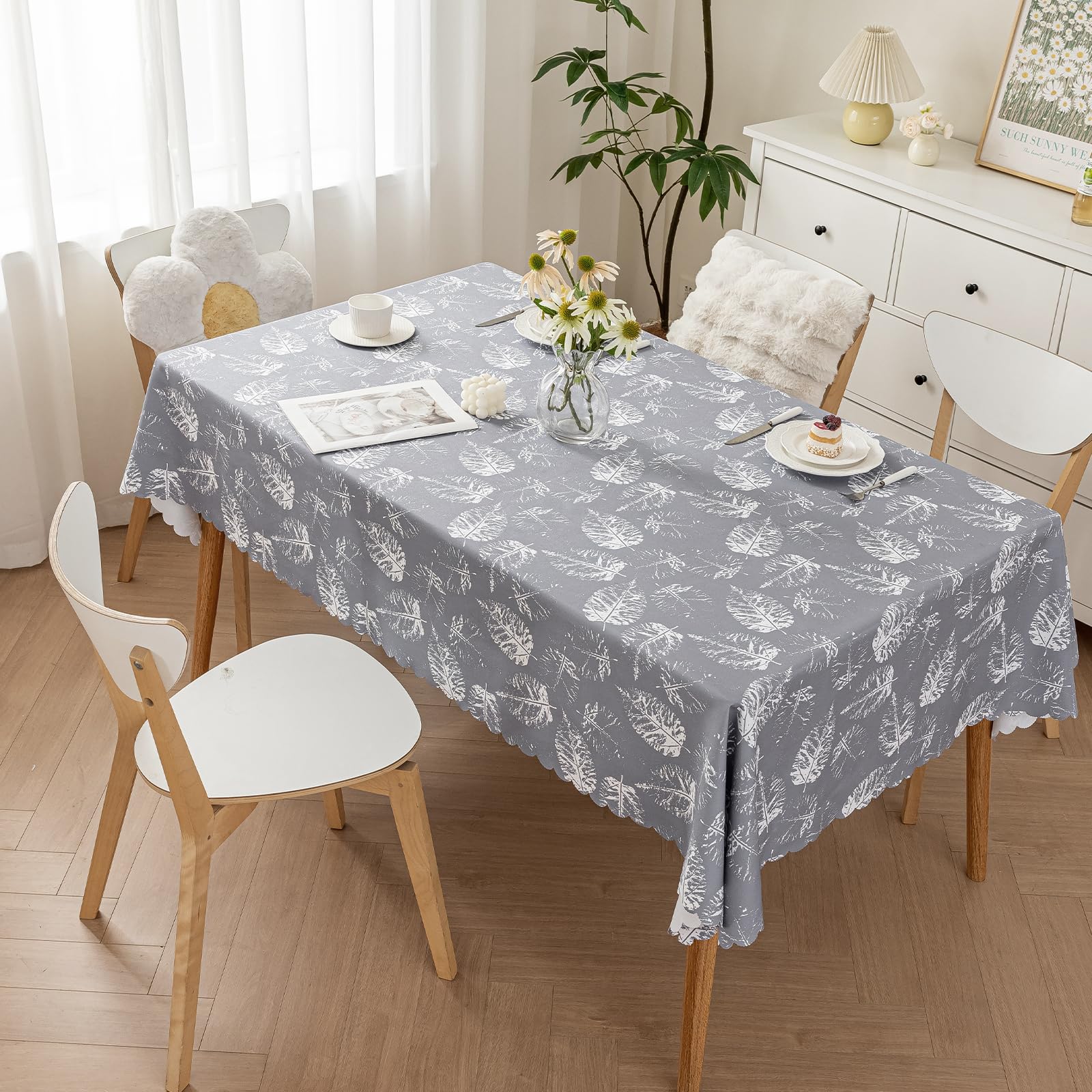meioro Tovaglia Rettangolare, Tovaglia Resistente all'acqua con Nappe per Pulire il Tavolo, Poliestere Impermeabile Grandi Tovaglie per la Cucina, pranzo e Decorazione Interna (Khaki, 140x200cm