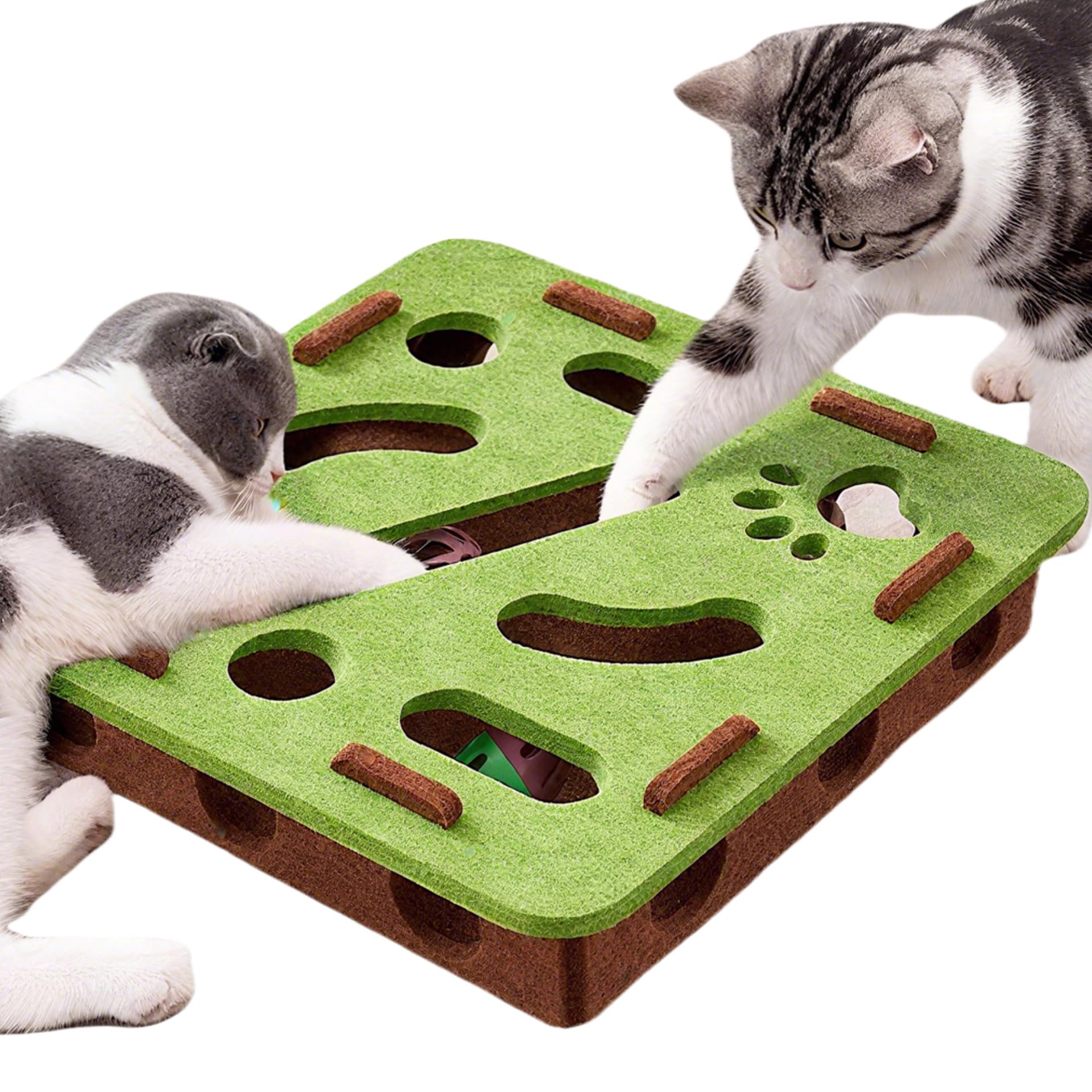 Speedy Panther Interactive Cat Puzzle Toy, Mental Stimulation Box with 3 Balls, Indoor Cat Brain Training Game, Green