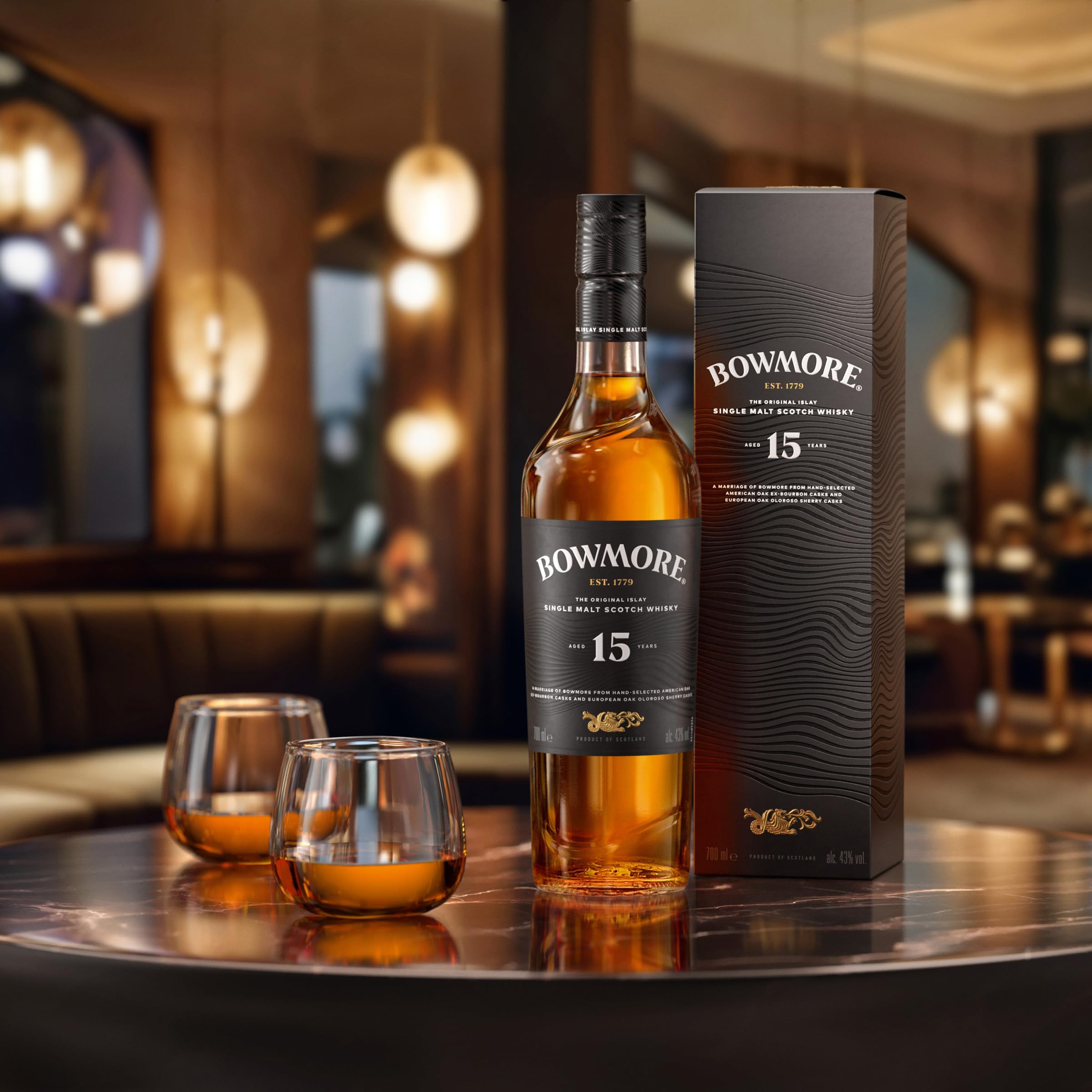 Bowmore 15 Jahre | Islay Single Malt Scotch Whisky | mit Geschenkverpackung | rauchig mit einem Hauch von Sherry | 43% Vol | 700ml Einzelflasche