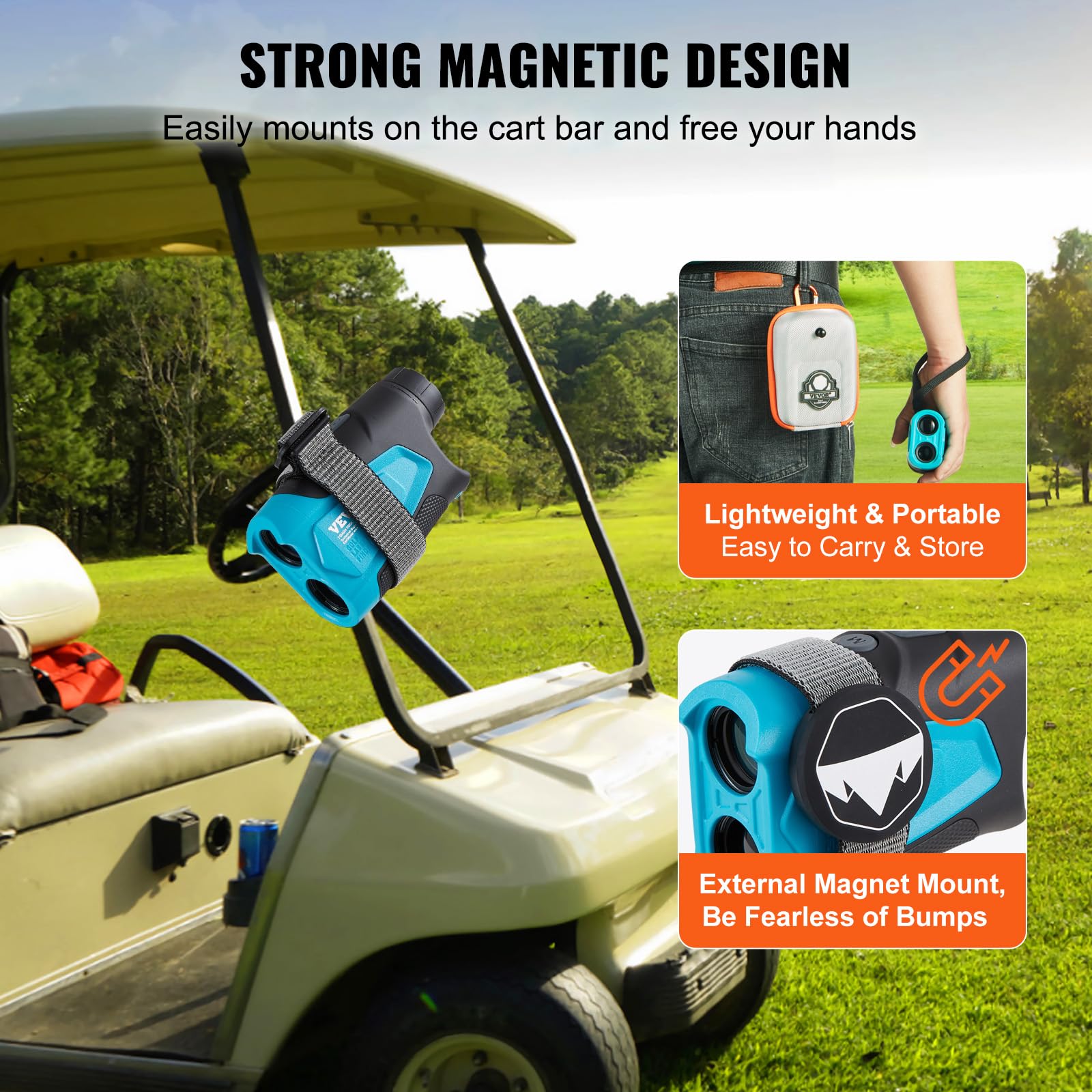 VEVOR Télémètre Chasse/Golf 819 mètres Télémètre Laser Précision ±1 m Grossissement 6X Viseur 22 mm avec Support Magnétique Compensation de Pente Verrouillage du Drapeau Équipement pour Golf Golfeur