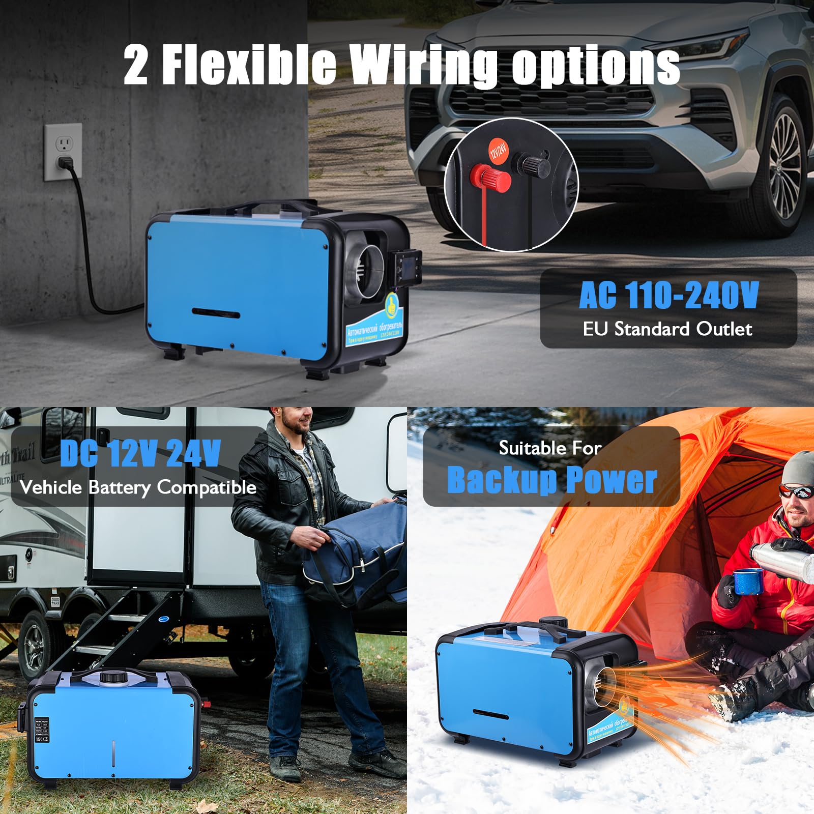 Nexalite Riscaldatore a Gasolio 8 kW con Bluetooth,Telecomando, 12/24V DC & Adattatore AC, Funzione Alta Quota, Serbatoio da 5 L – Riscaldatore Diesel per Auto, Camper e Camion