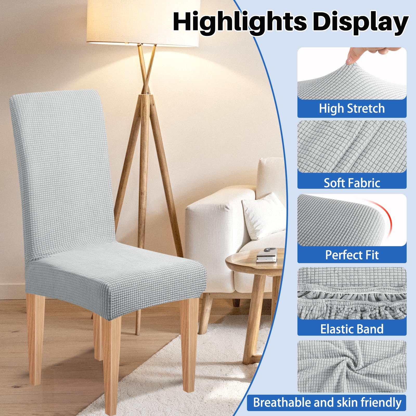 Dioxide Housse de Chaise Salle à Manger Imperméable, Housse Chaise en Jacquard Extensible Amovible et Lavable, Housse en Jacquard Extensible Amovible et Lavable Décor de Cuisine Maison (Gris Clair Dioxide Housse de Chaise Salle à Manger Imperméable, Housse Chaise en Jacquard Extensible Amovible et Lavable, Housse en Jacquard Extensible Amovible et Lavable Décor de Cuisine Maison (Gris Clair