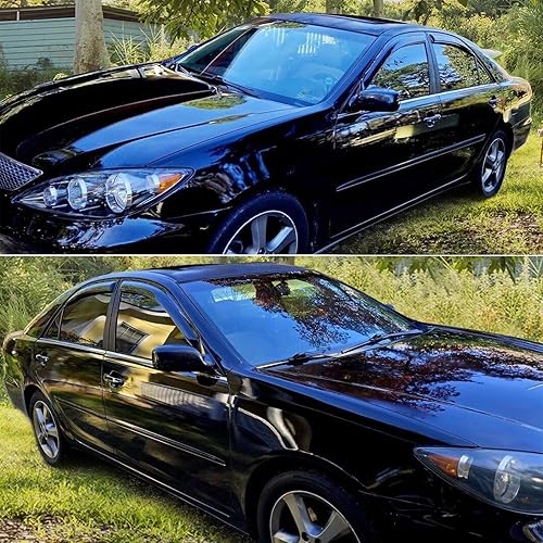 Miniatura 4 de IKON MOTORSPORTS - Viseras de ventana compatibles con Toyota Camry 4Dr Sedan 2002-2006, estilo delgado, con cinta adhesiva, acrílico tintado ahumado