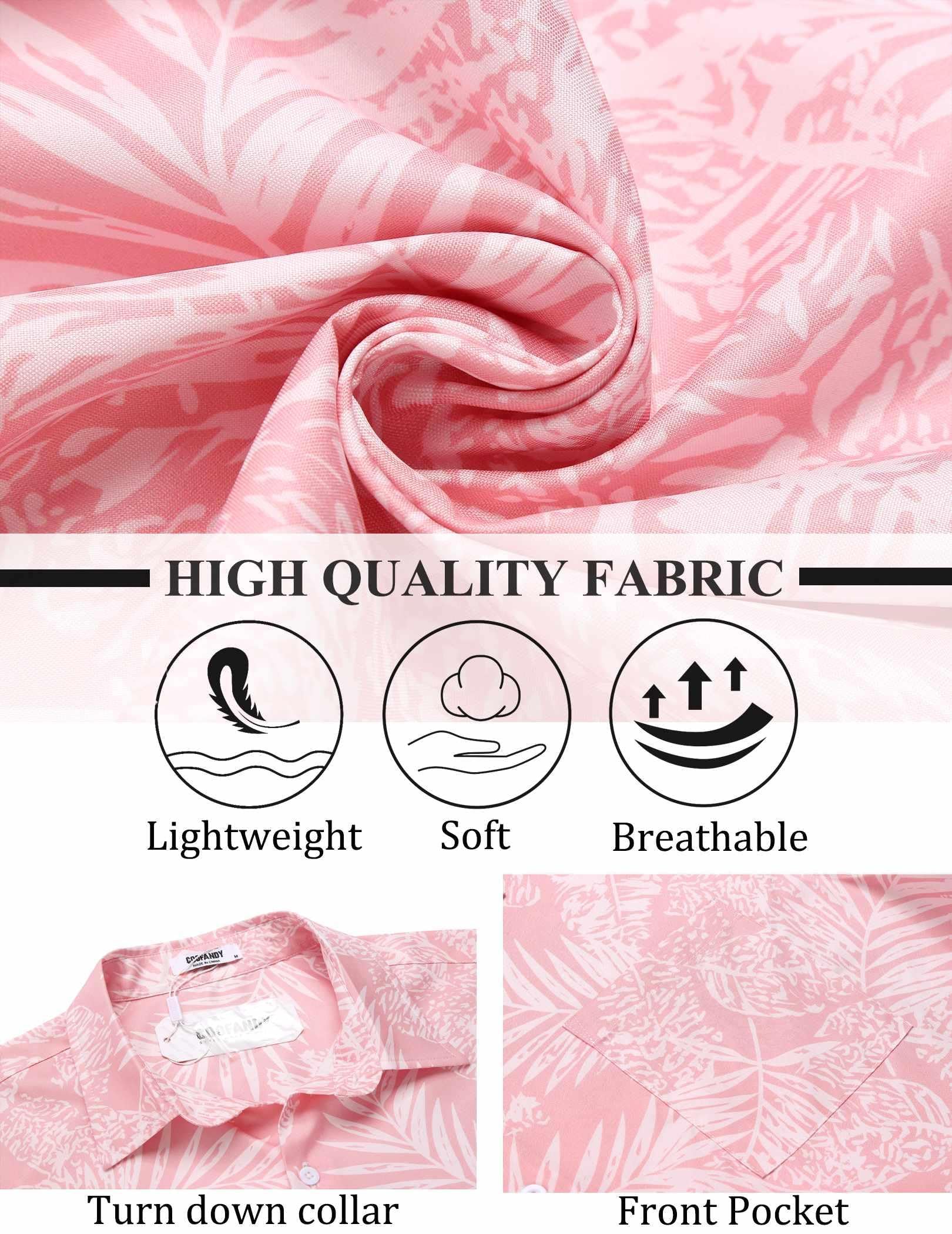 COOFANDY Camisa Hawaiana de Manga Corta de Verano para Hombre Estilo Resort Camisa Ligera con Botones Camisa Casual