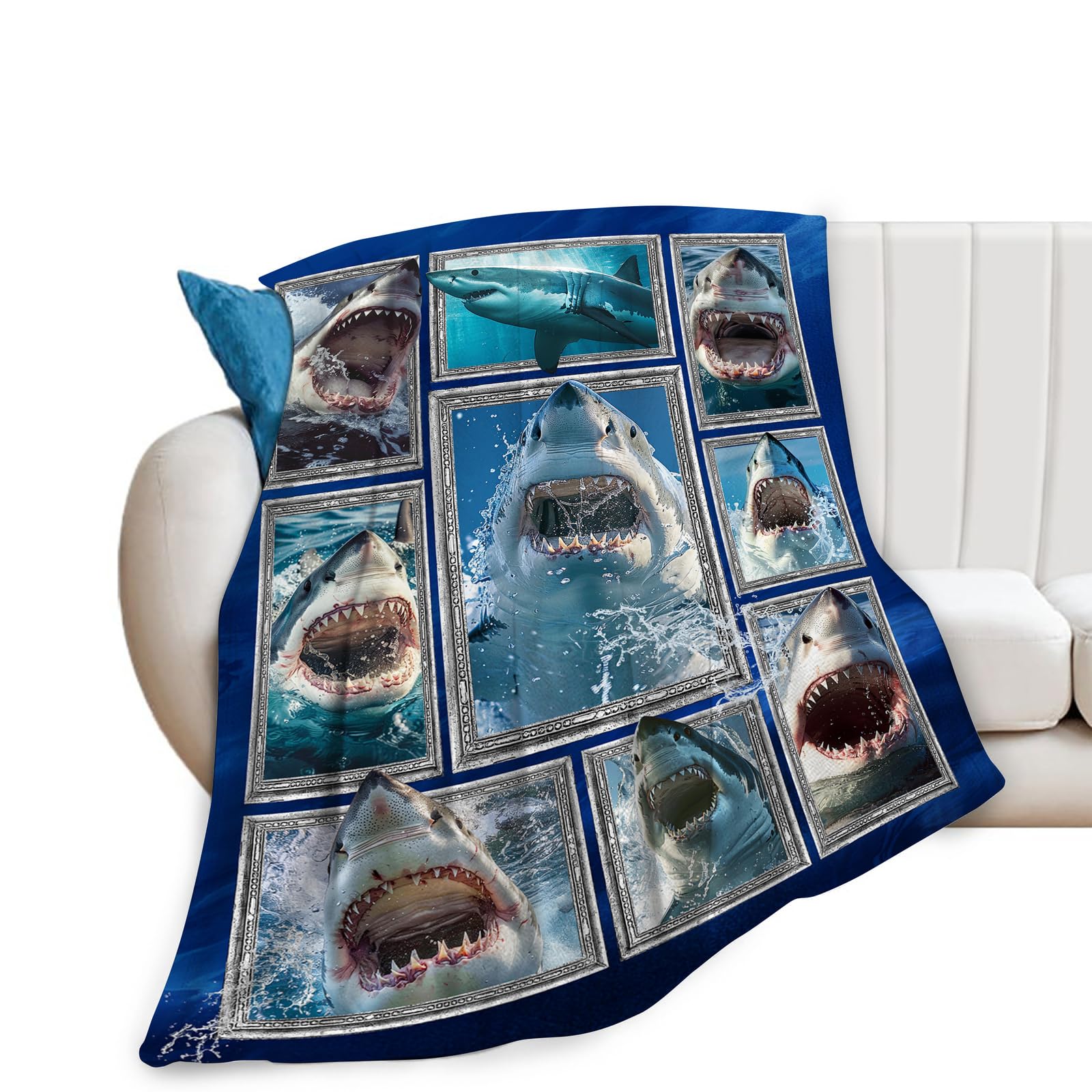 Baegopa Shark Blanket - Cozy Plush Fleece Flannel Lightweight Fuzzy Ocean Throw Blanket for Shark Lovers, Boys, Girls, Women, Men - 50"X40"