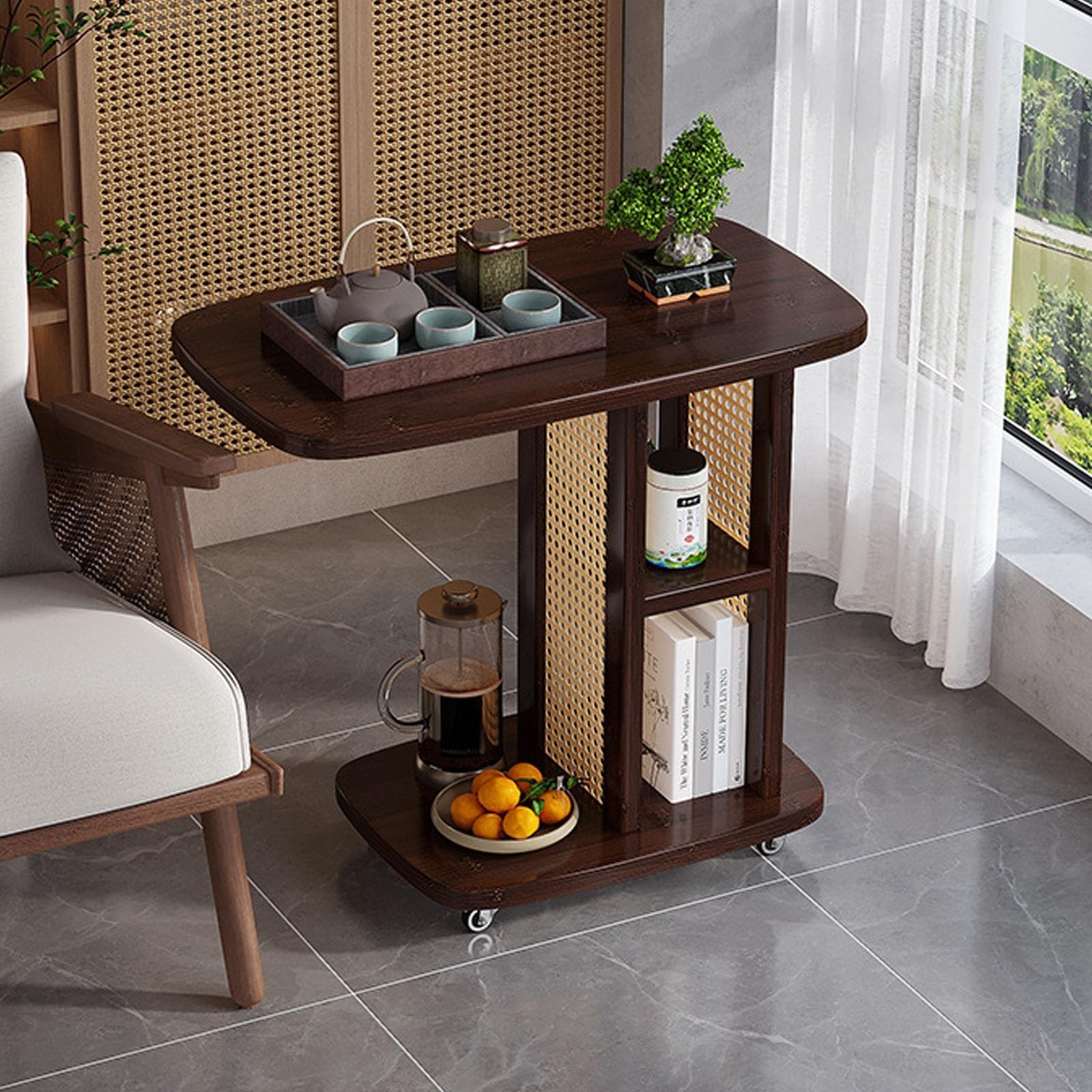 Table d'appoint roulante CSd à étagère de rangement et design mobile