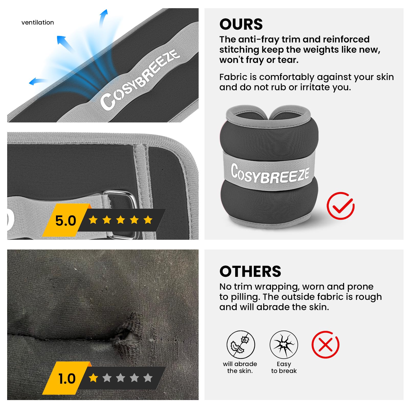 Peso Caviglia, Pesi per Caviglie Cavigliere Pesi 1/2/3/4/5/6/8/10 kg 1 Paio Pesi Caviglie Cavigliera Pesi per Polsi Polso Passeggiate, Esercizio Fisico, Palestra