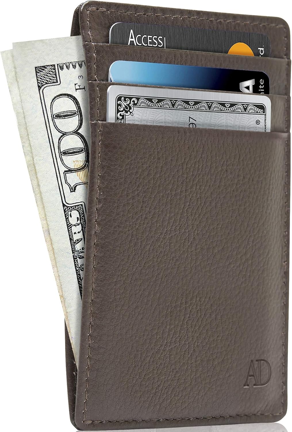 Access Denied Slim Minimalist Wallets For Men & Women - Leather Front Pocket Thin Mens Wallet RFID Credit Card Holder Gifts For Men