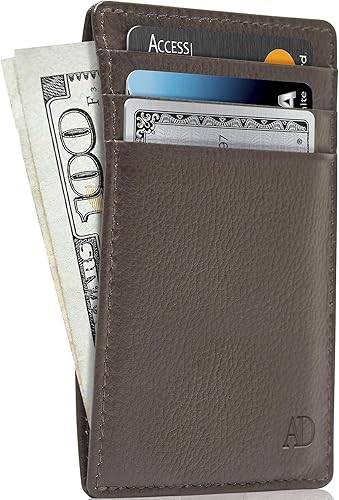 Access Denied Billeteras minimalistas delgadas para hombres y mujeres, bolsillo frontal de cuero, billetera delgada para hombre, tarjetero de