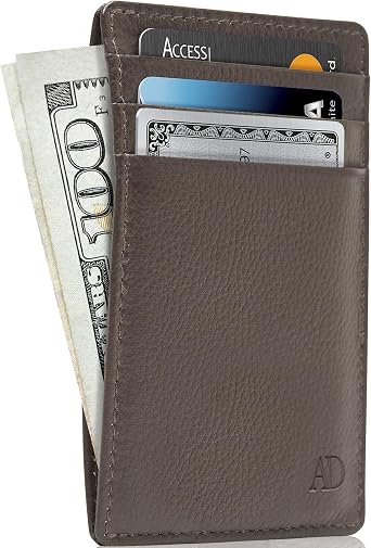 Access Denied Slim Minimalist Wallets For Men & Women - Leather Front Pocket Thin Mens Wallet RFID Credit Card Holder Gifts For Men