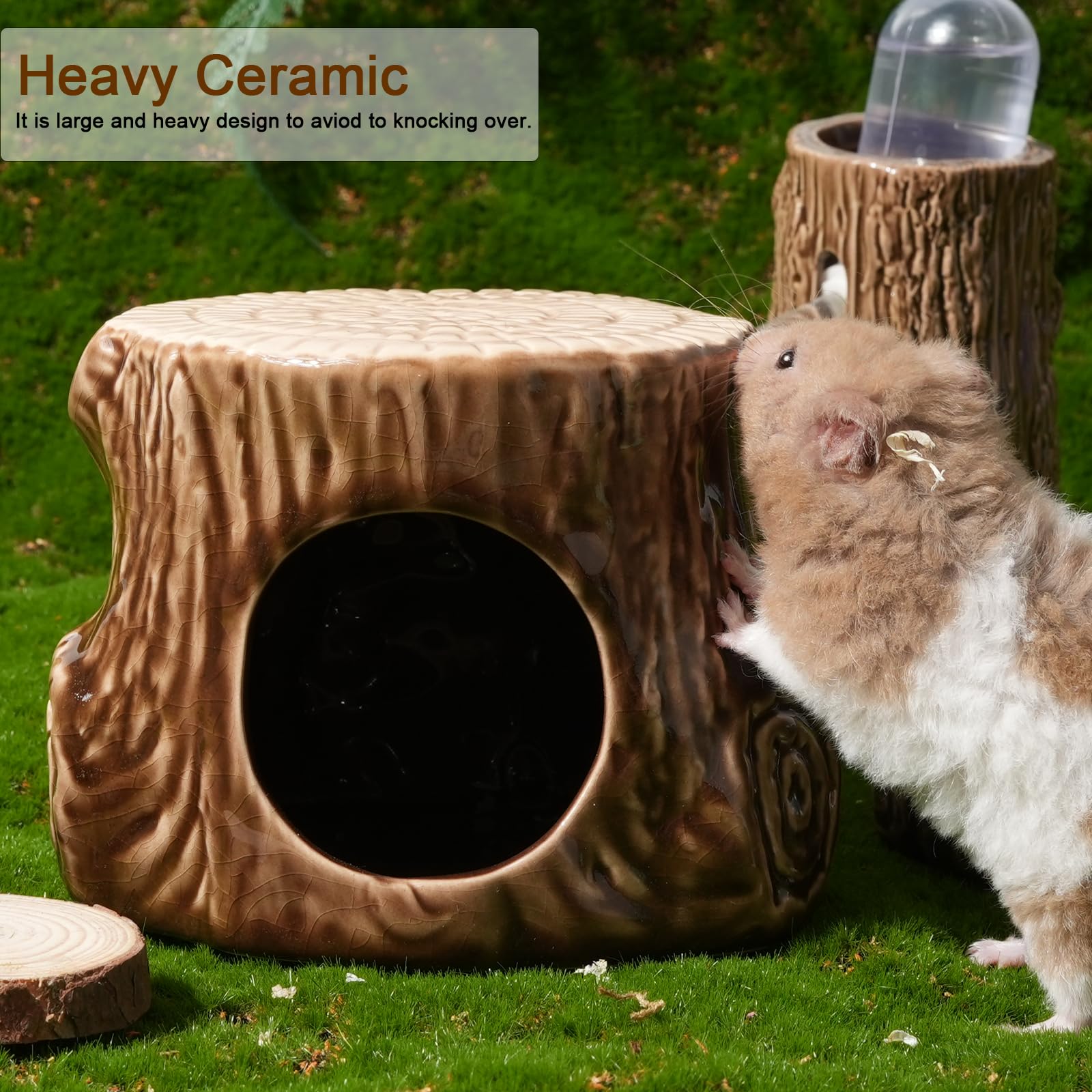 Kelivi Ceramic Hamster Hideout, Strawberry Hamster House and Habitat - Image 3