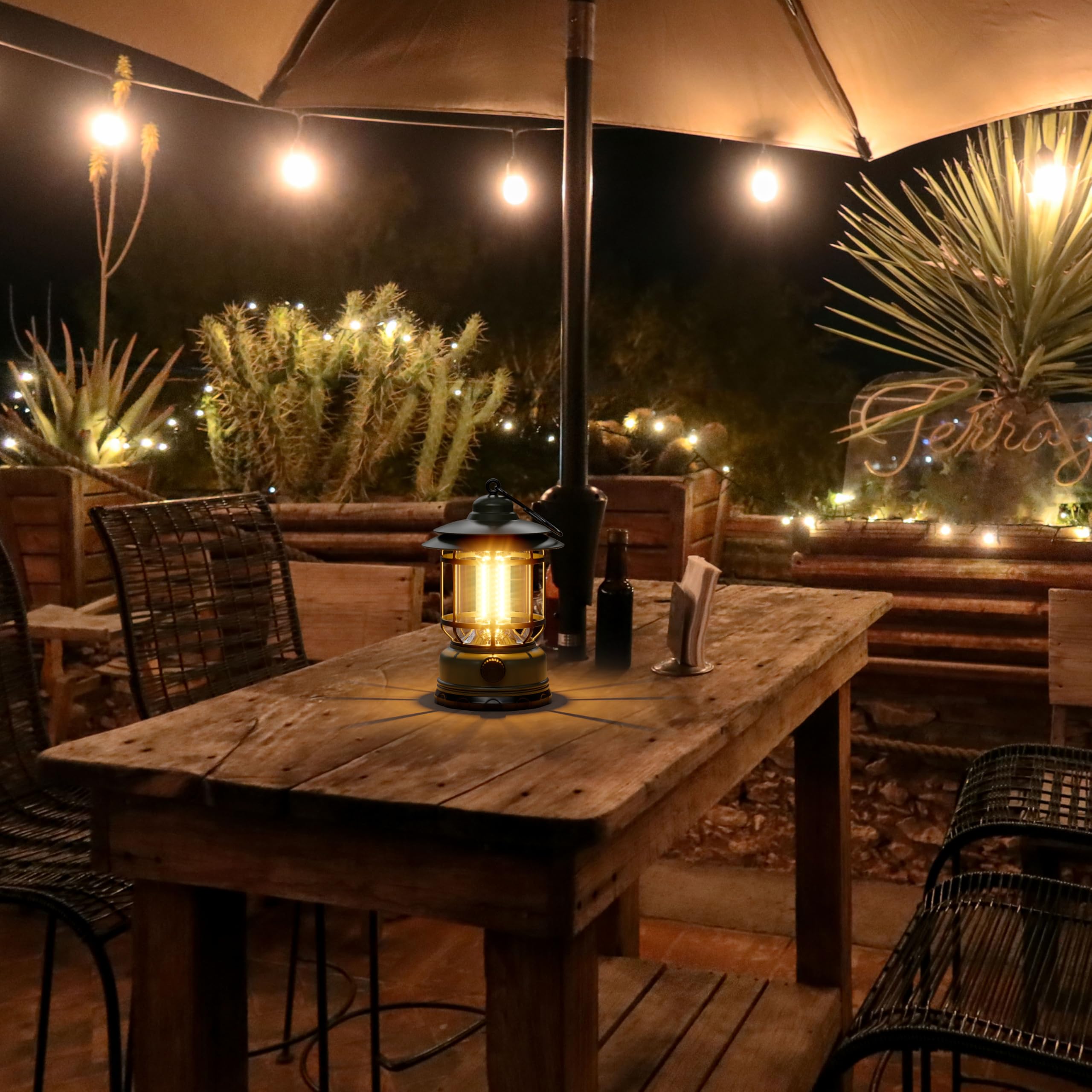 Paquete de 3 faroles LED portátiles de camping de 1500 lm, atenuación sin pasos, ligeros, retro, alimentados por batería, linterna recargable USB, kits de supervivencia, para interiores y exteriores